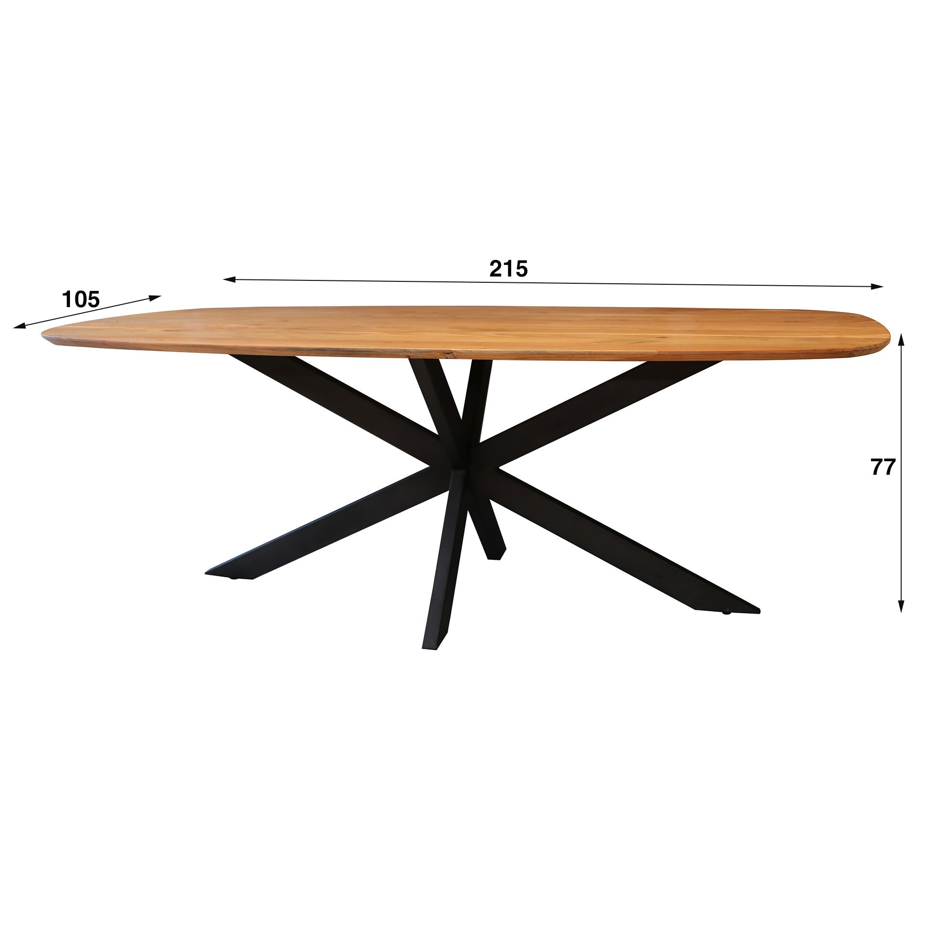 Eettafel Melody - Deens Ovaal - Acaciahout - 215 cm