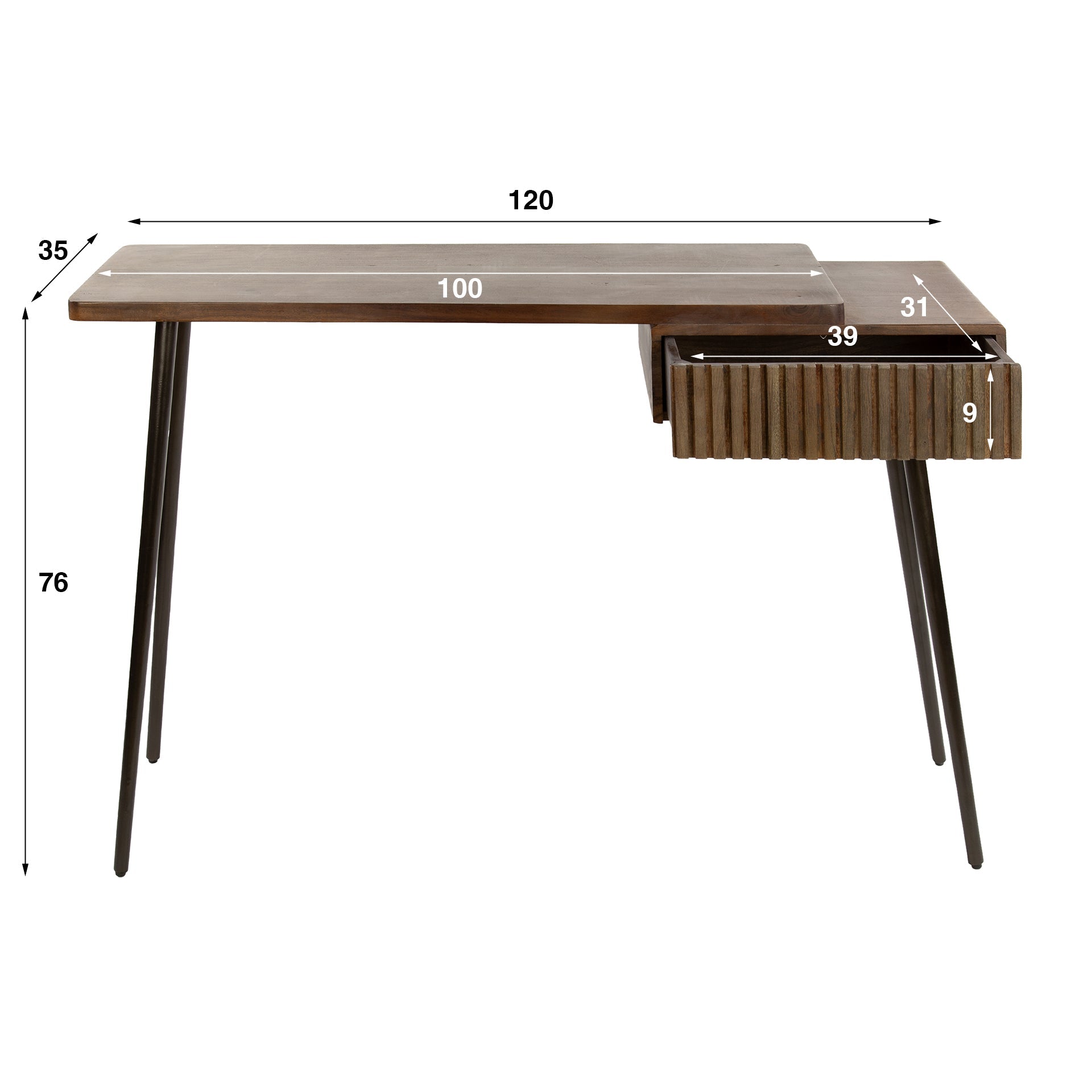 Haltafel Linaro - Bruin - Acaciahout - 76 cm