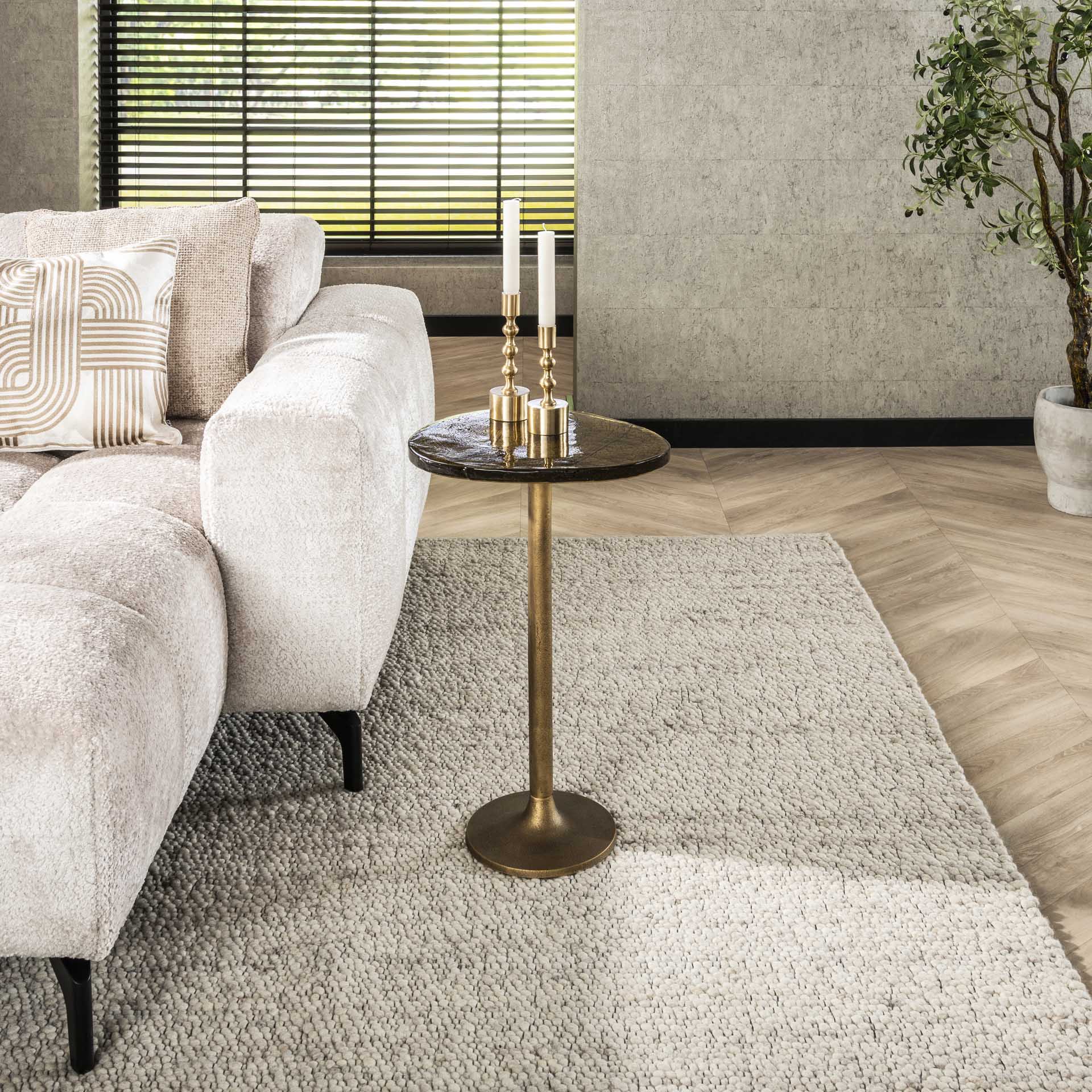 Bijzettafel Lenza - Biologisch - Goud - Glas