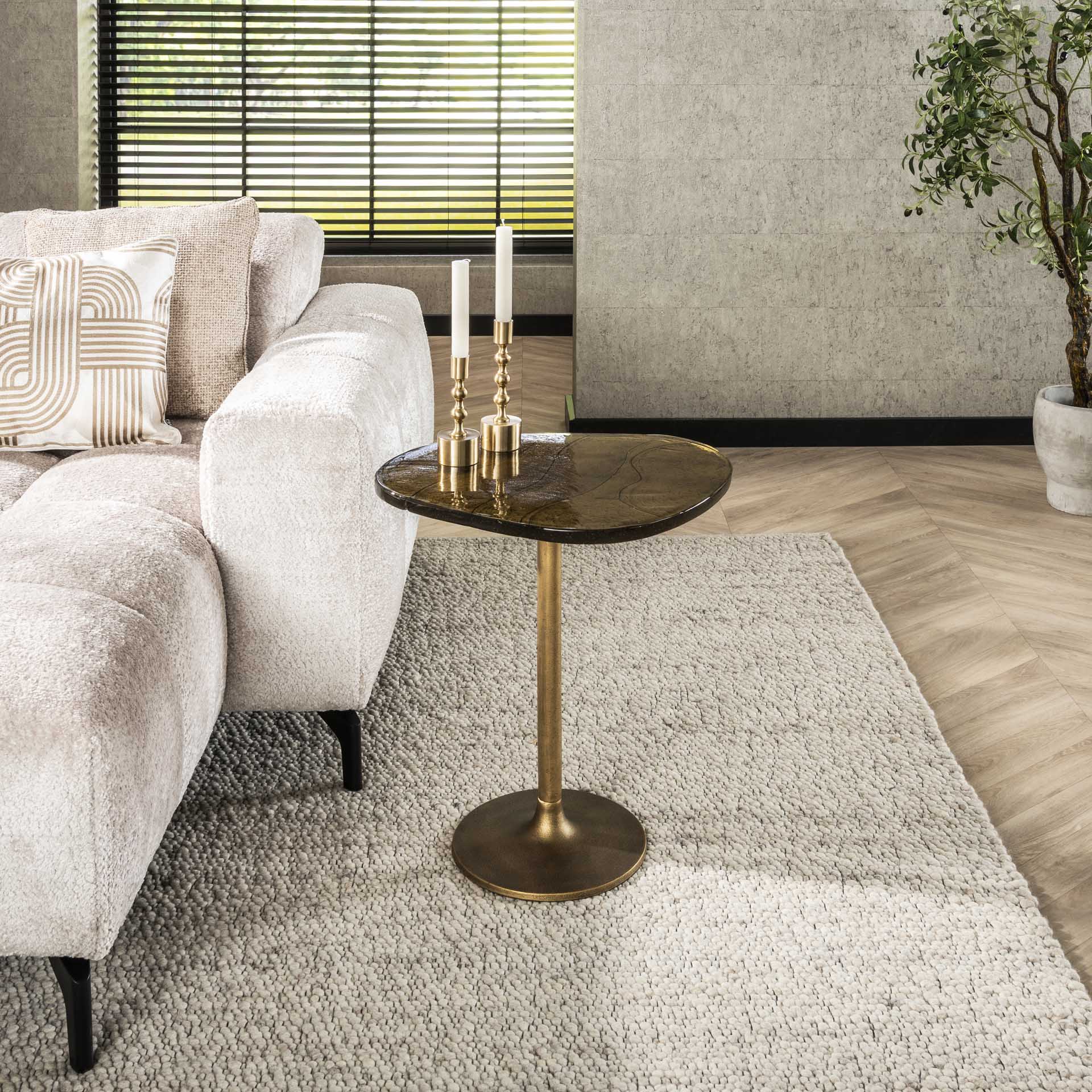 Bijzettafel Varo - Biologisch - Goud - Glas