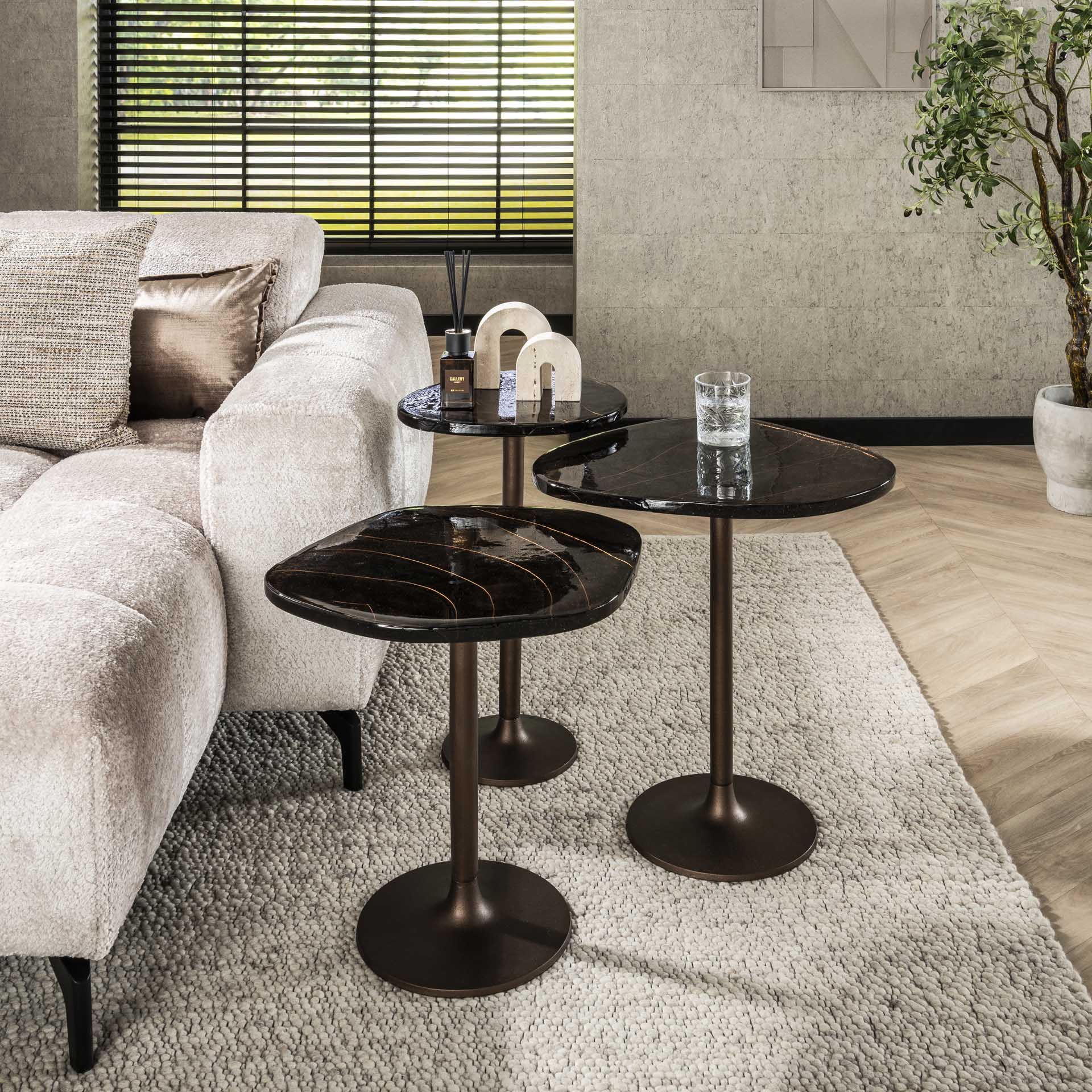 Bijzettafel Nivo - Organisch - Koper - Glas