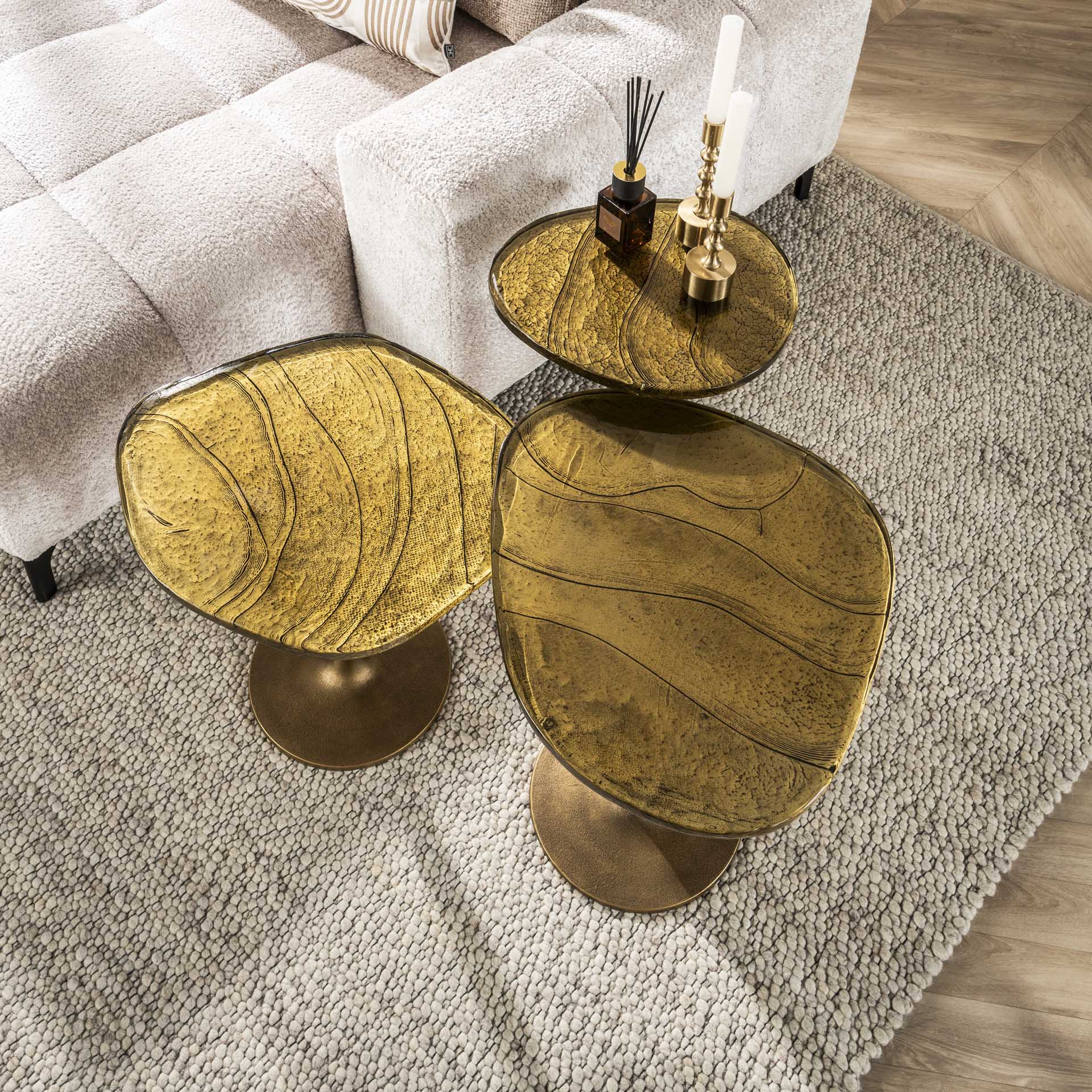 Bijzettafel Nivo - Biologisch - Goud - Glas