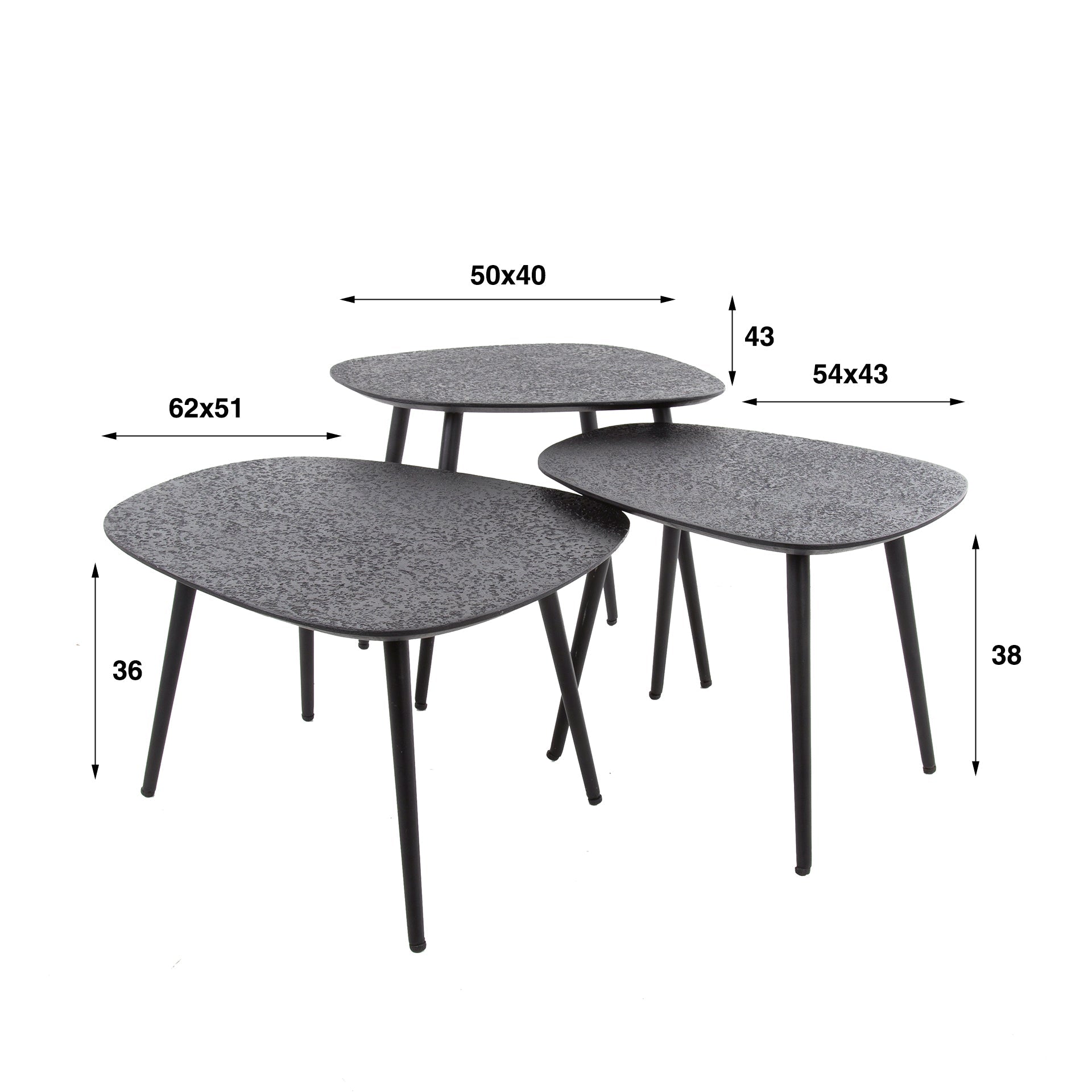 Salontafel Valerie - Organisch - Metaal - Set van 3