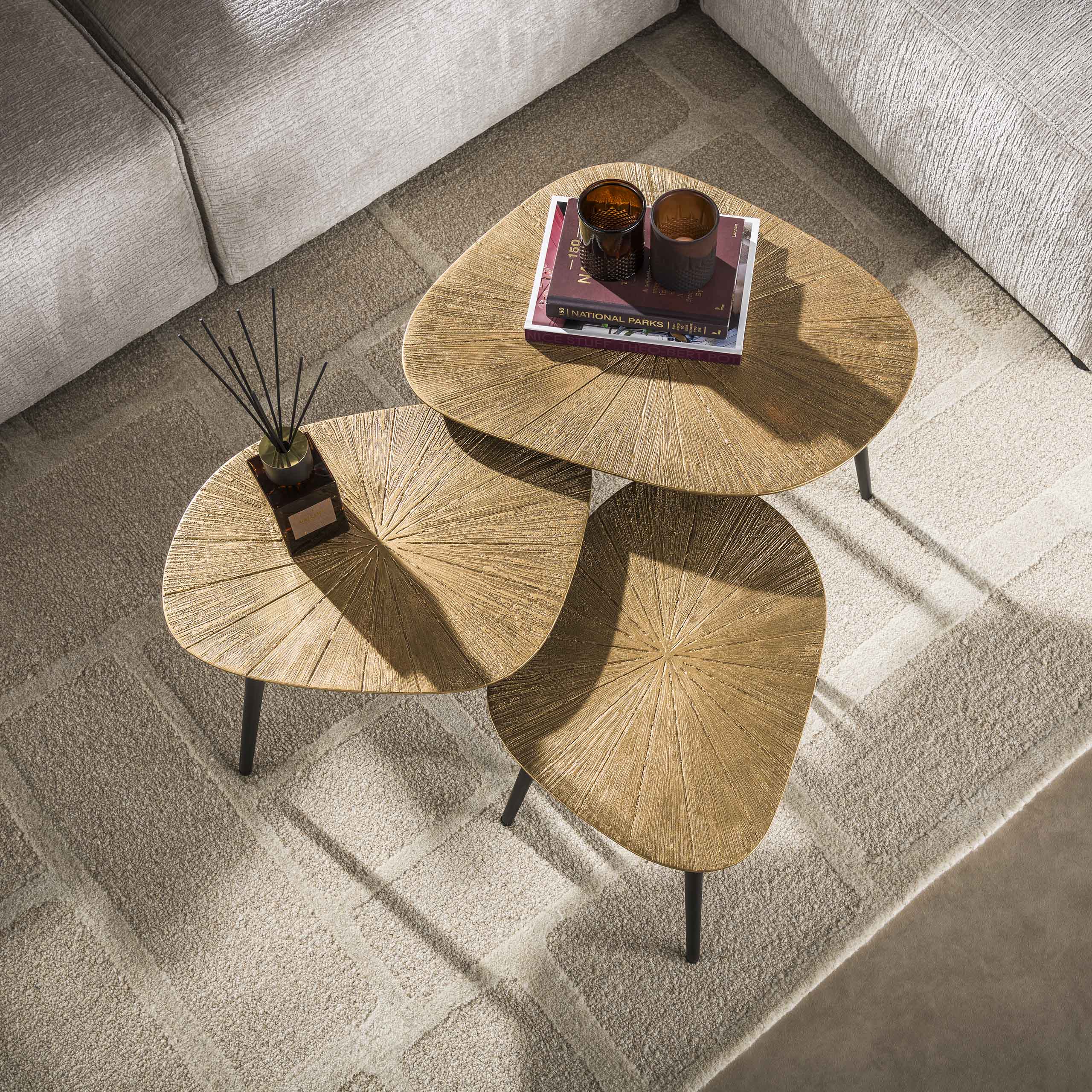 Salontafel Trevaro - Biologisch - Goud - Set van 3