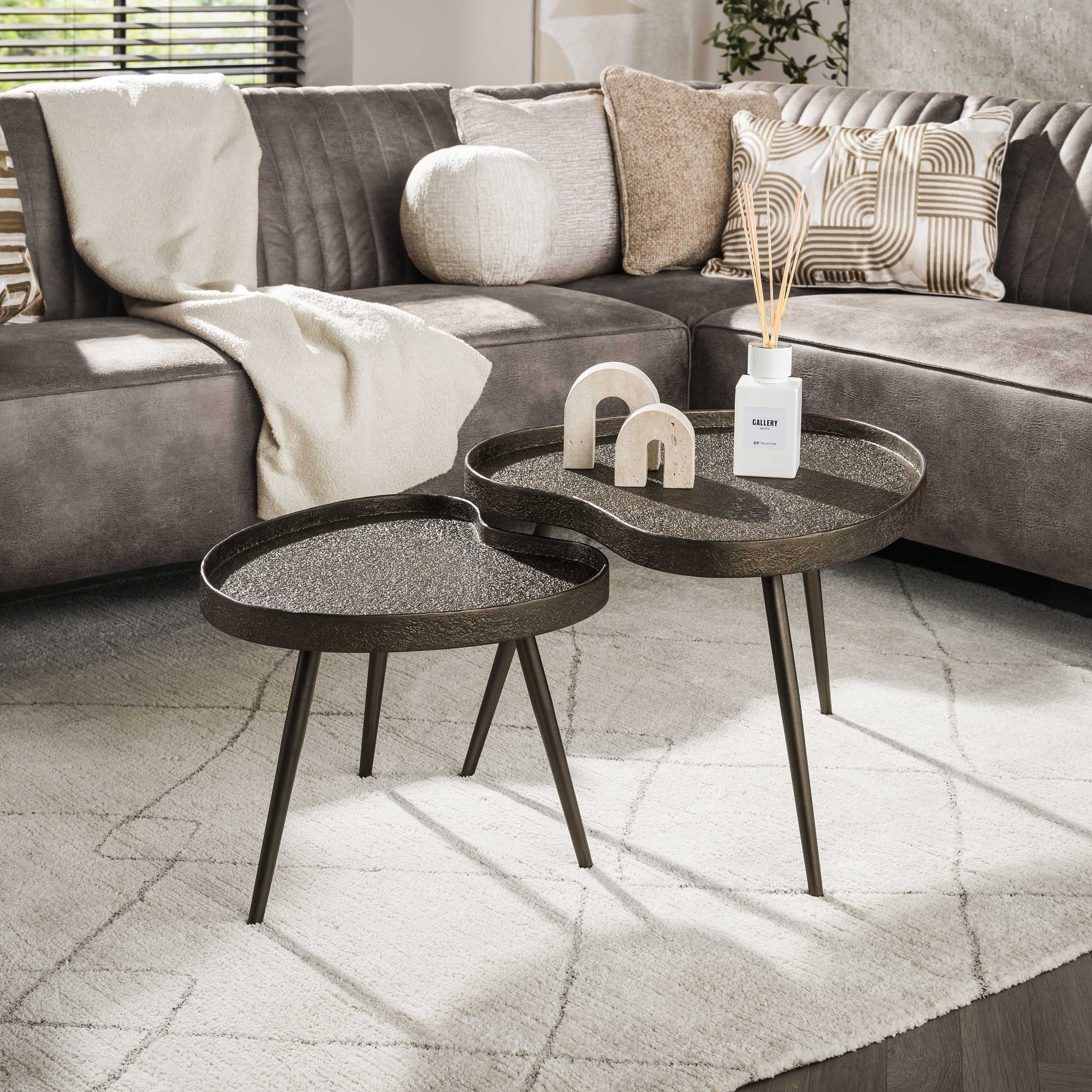 Salontafel Eylon - Organisch - Vloeibaar Metaal - Set van 2