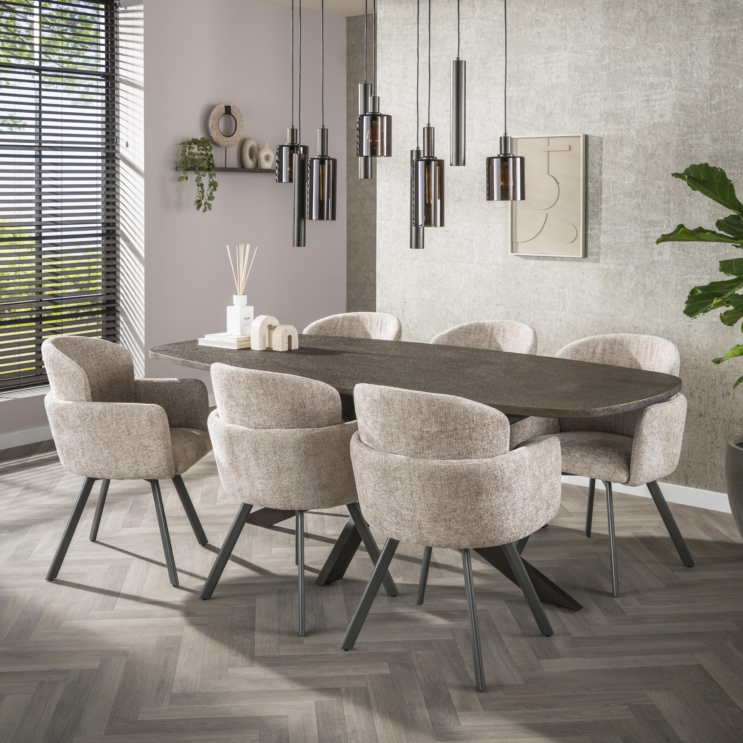 Eettafel Montier - Deens Ovaal - Liquid Metal - 215 cm