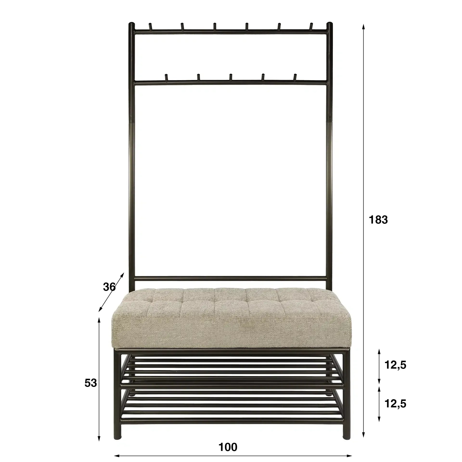 Garderobemeubel Lumi - Brons - Gepoedercoat Staal - 100 cm