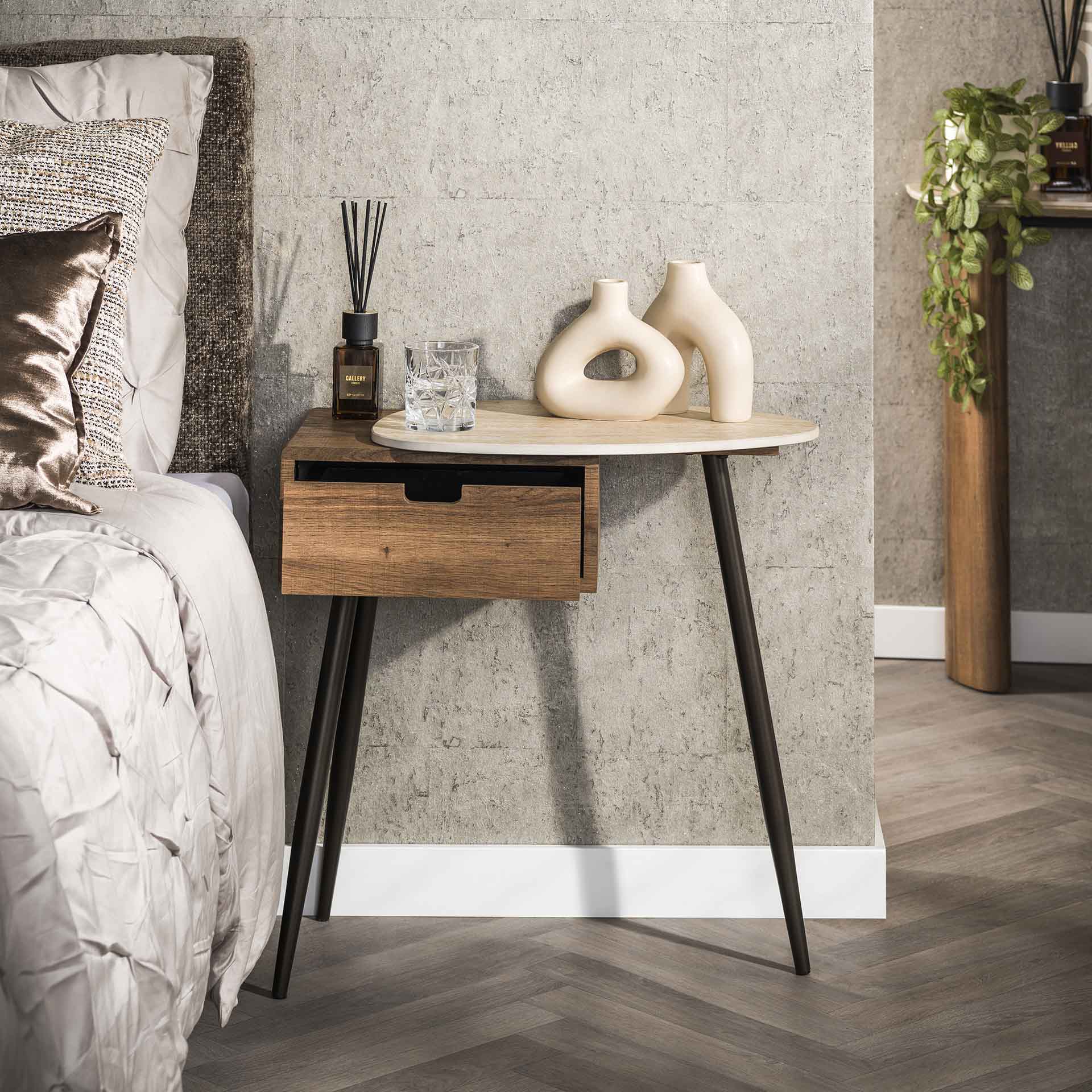 Nachtkastje Trivo - Travertin - Staand - Rechts