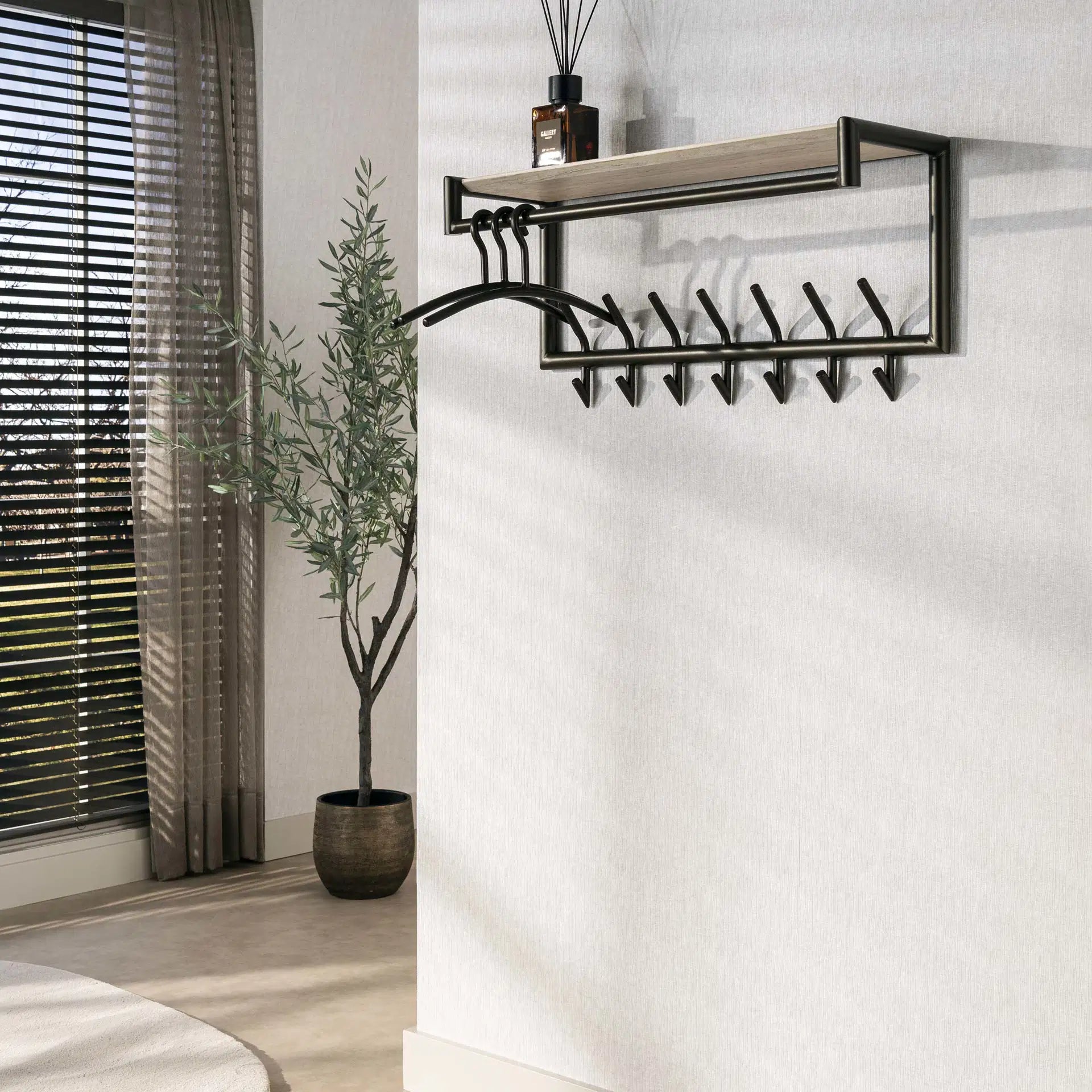 Kapstok Lineo - Keramisch Travertin - 14 haken - 85 cm