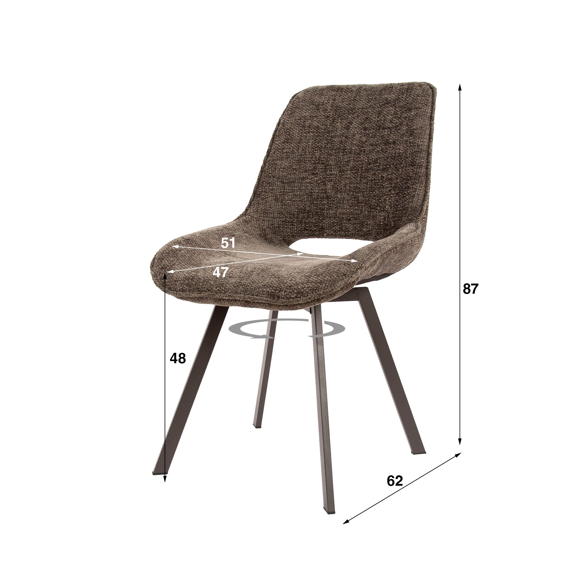 Eetkamerstoel Sova - Taupe - Renegade Stof - Draaibaar