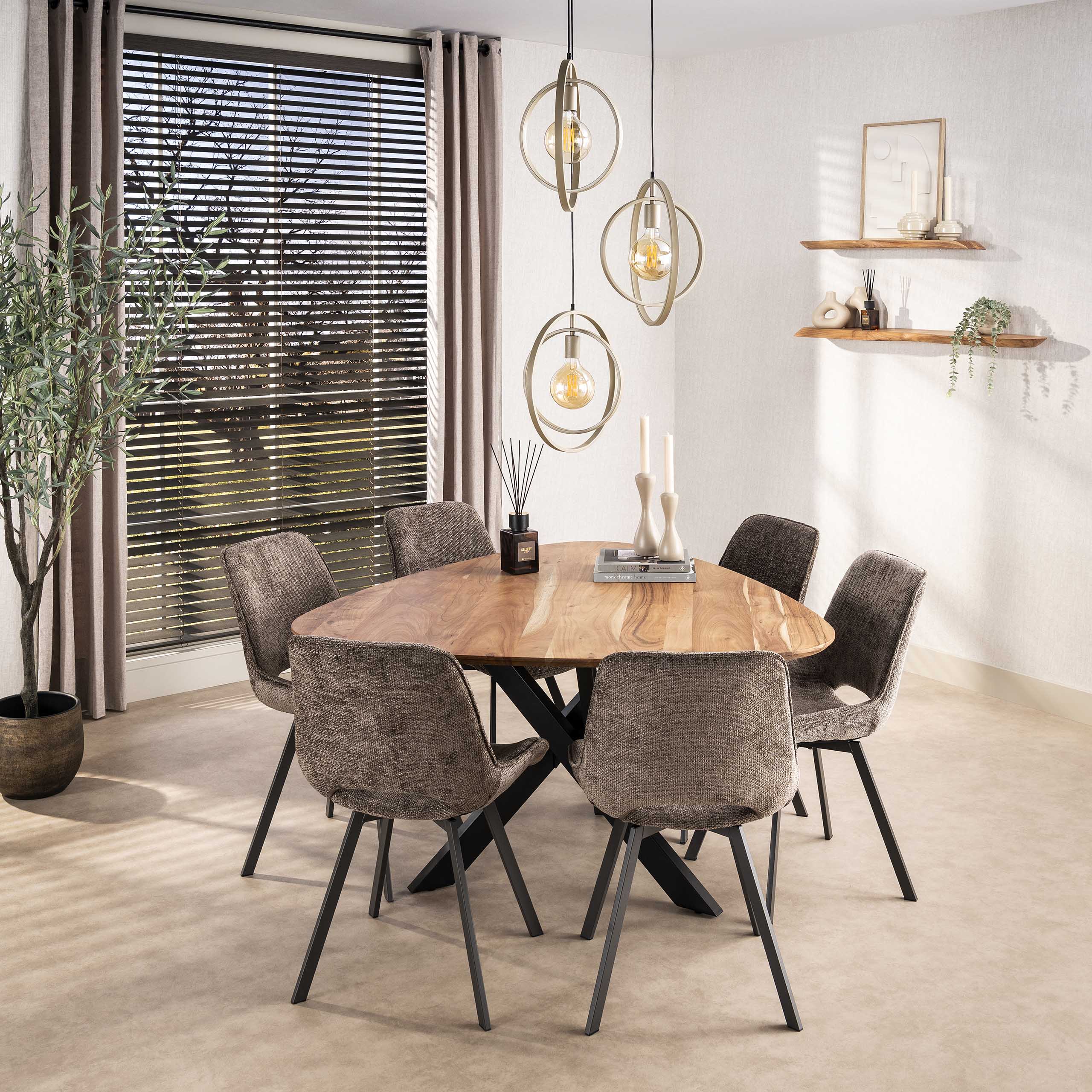 Eetkamerstoel Sova - Taupe - Renegade Stof - Draaibaar