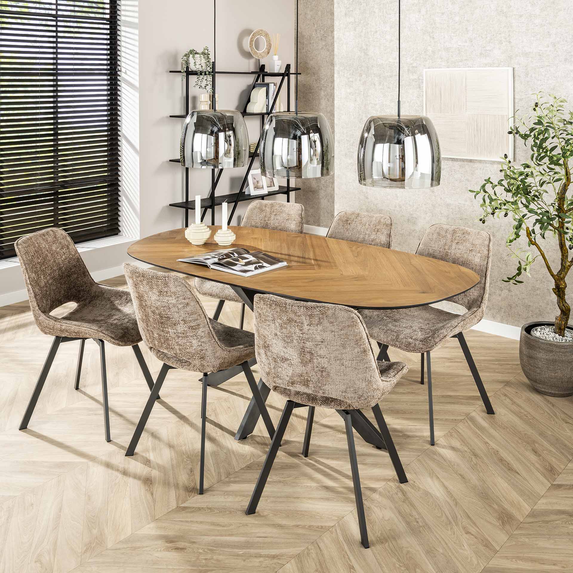 Hanglamp Lunaris - 3-lichts - Rook - Glas