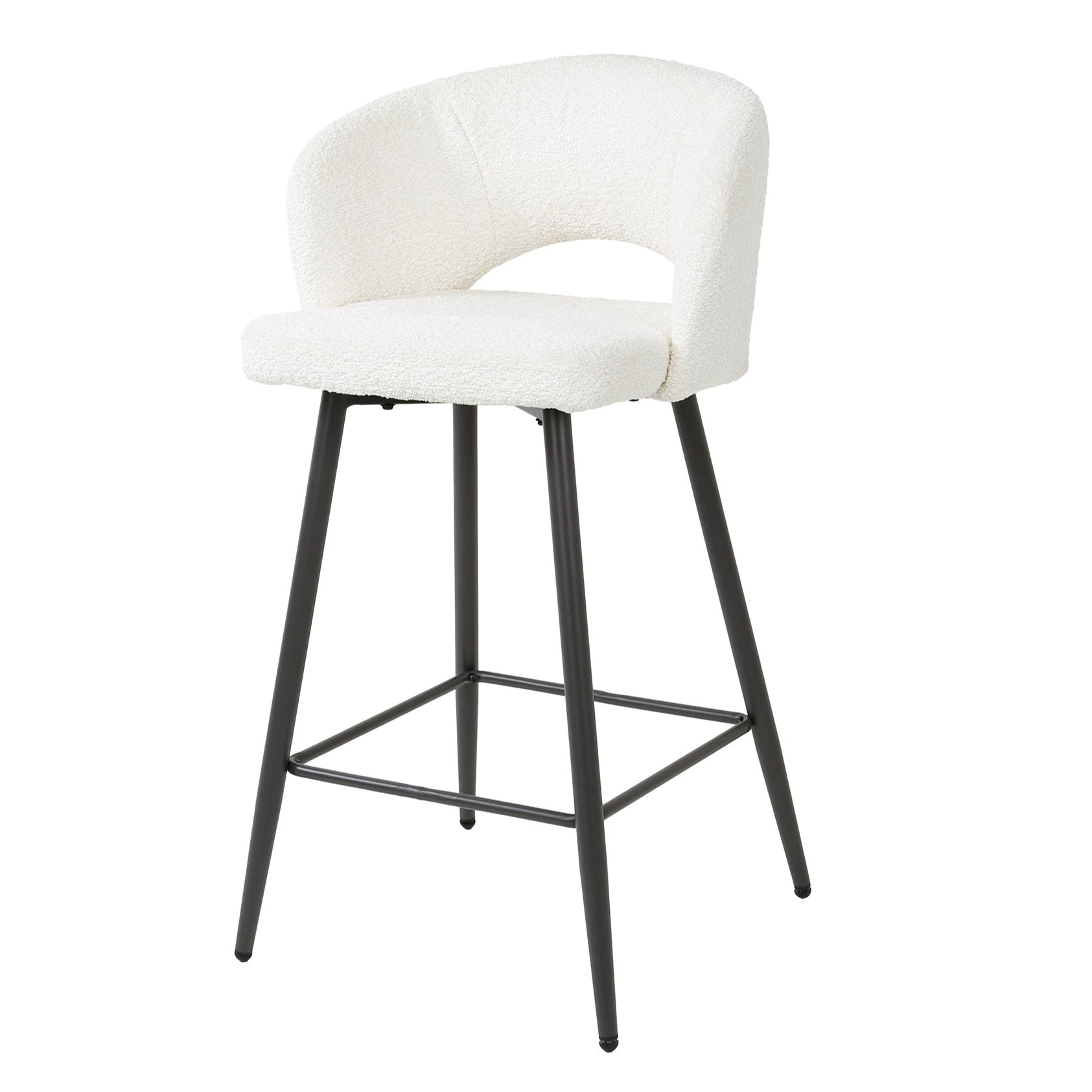 Barstoel Sydney - Wit - Bouclé - Teddystof