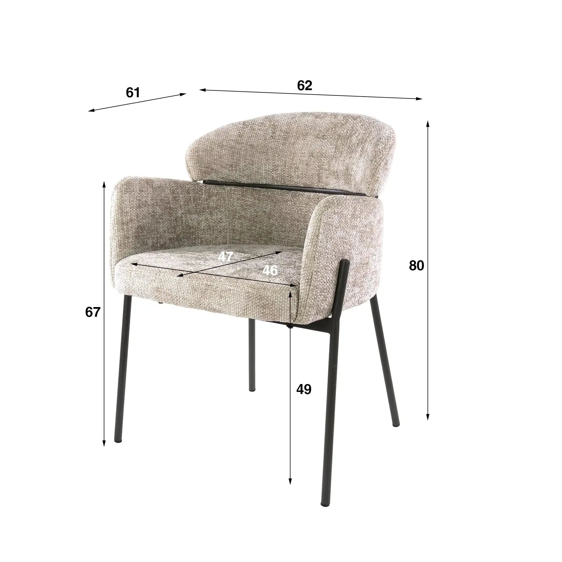 Eetkamerstoel Luke - Beige - Renegade Stof