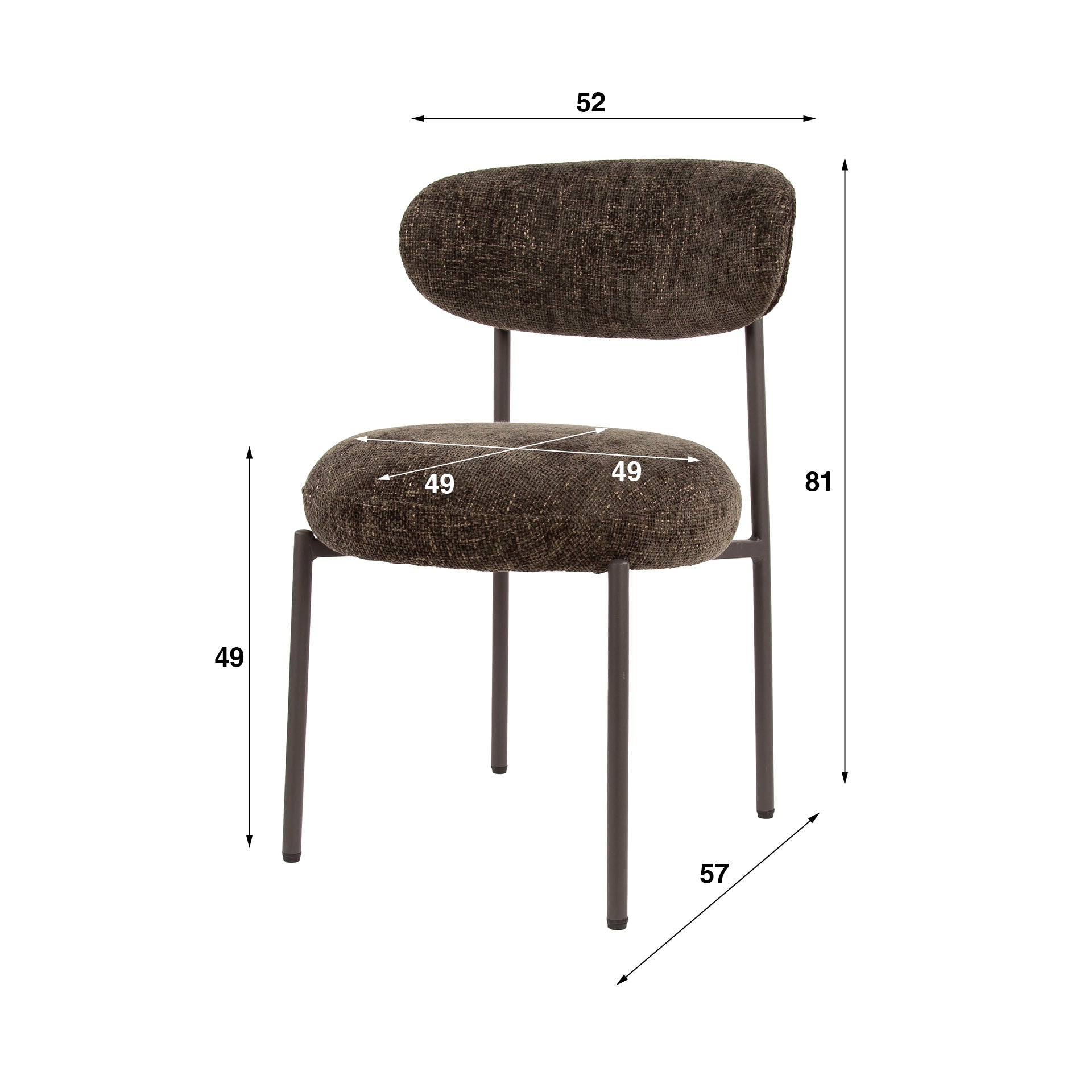 Eetkamerstoel Eluni - Bruin - Renegade Stof