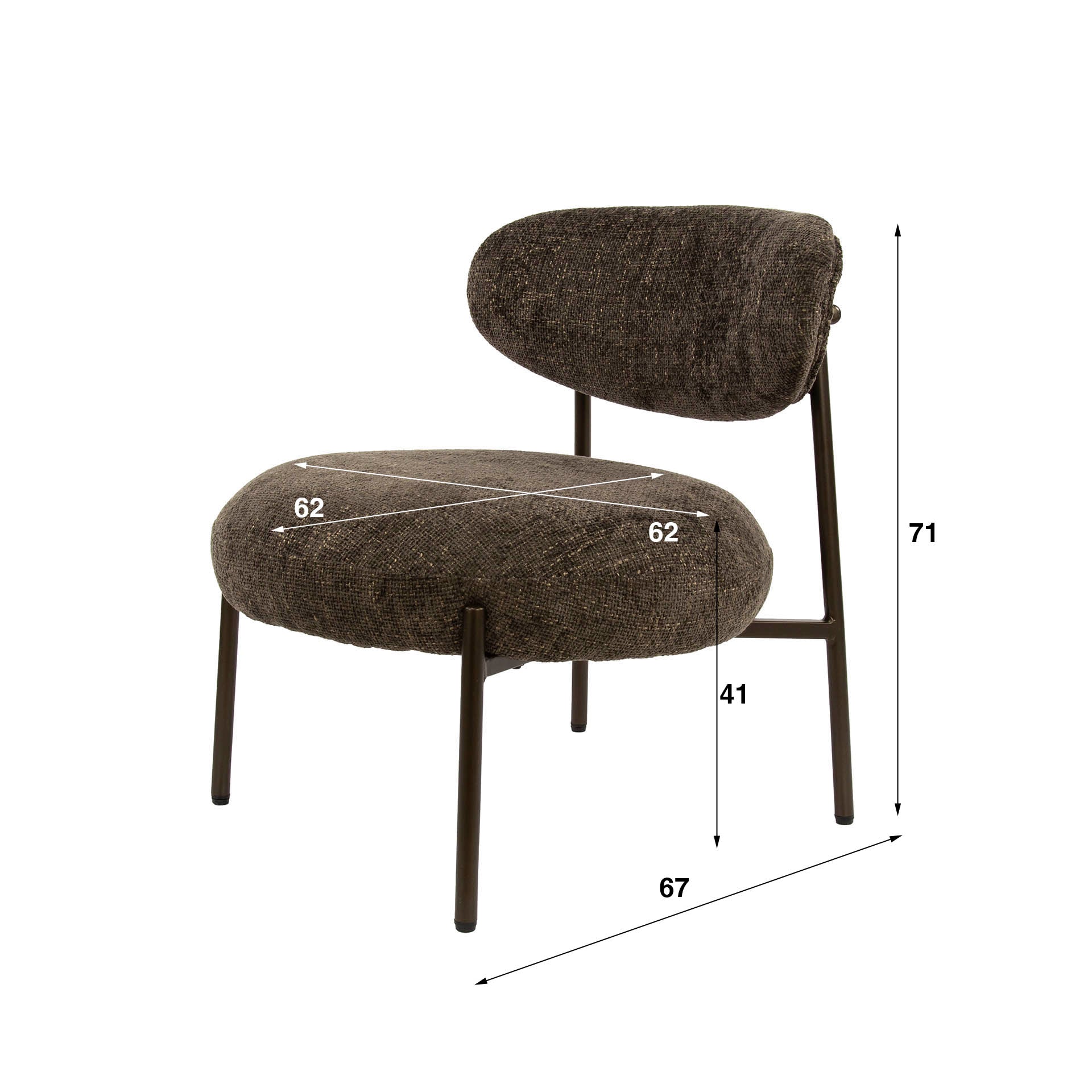 Fauteuil Eluni - Bruin - Renegade Stof - Pocketvering