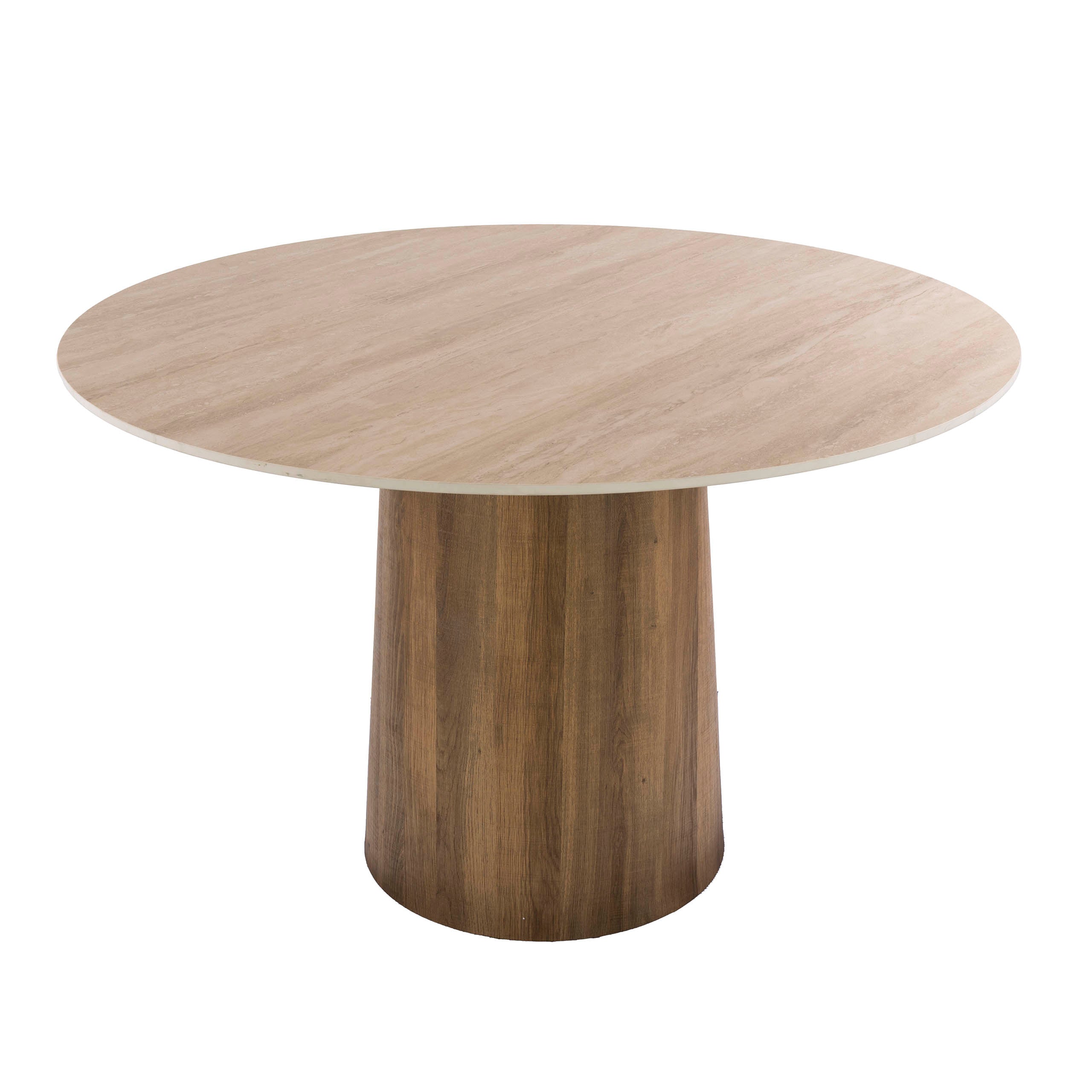 Eettafel Solune - Rond - Keramisch Travertin - 120 cm