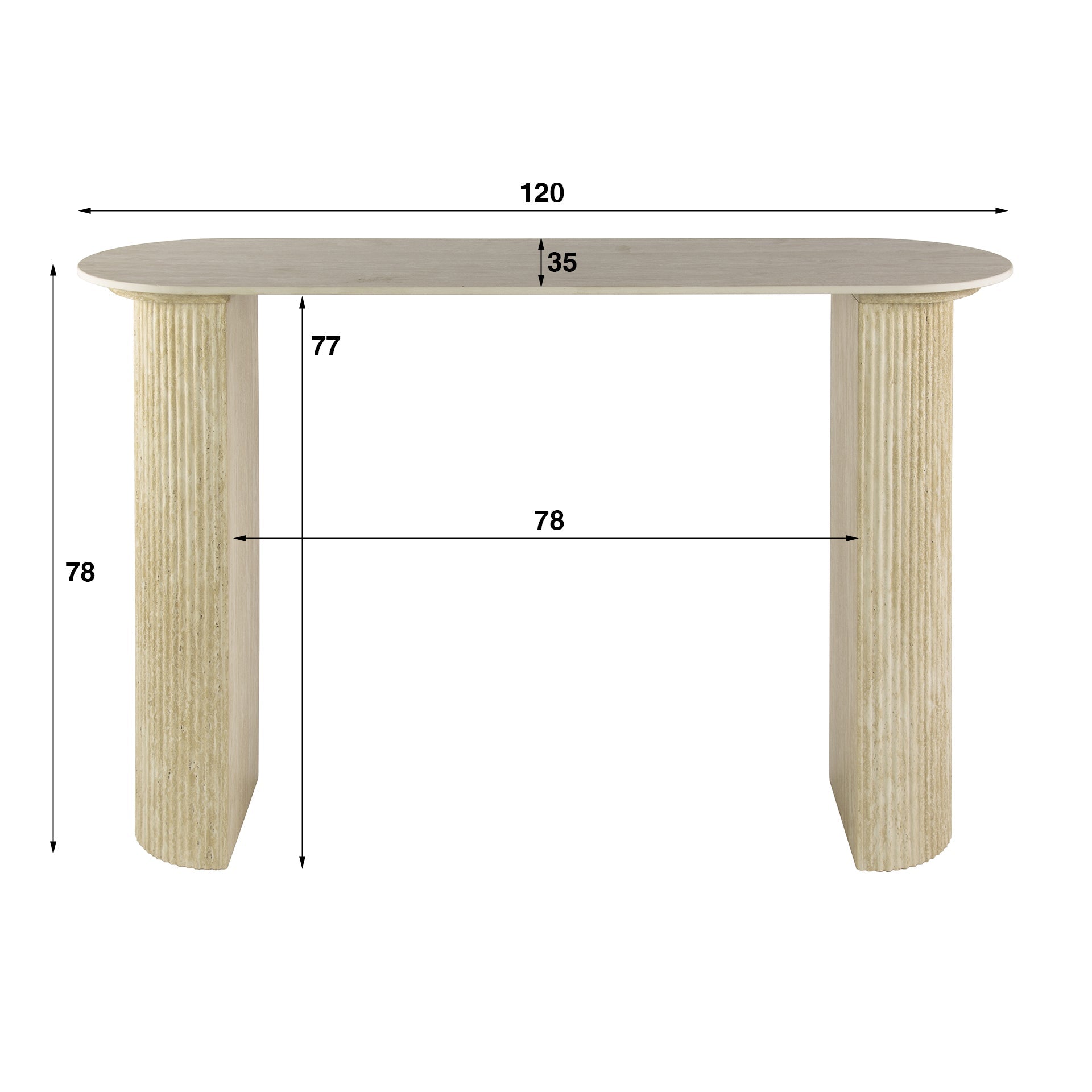 Haltafel Roma - Ivoor - Travertin - 78 cm