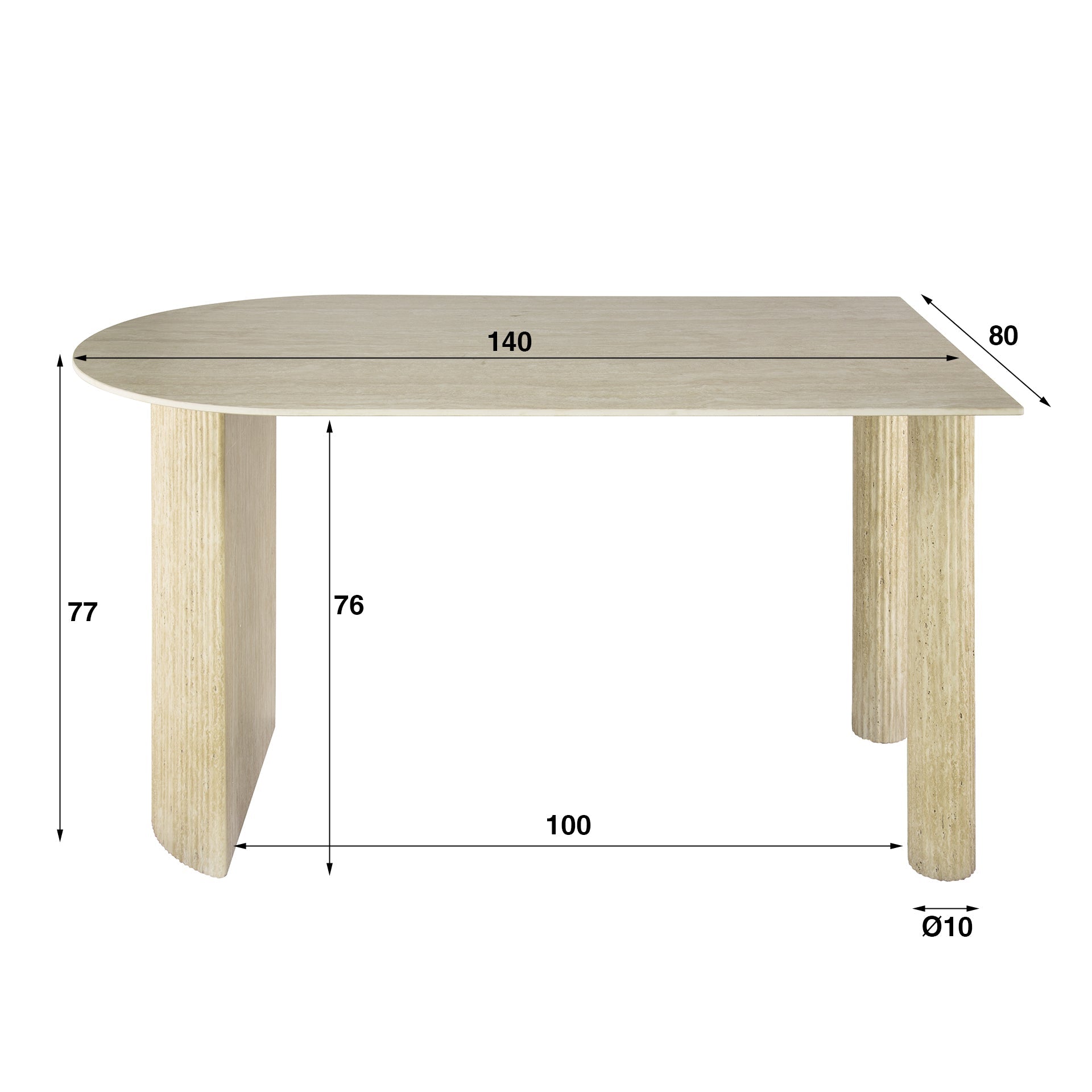 Eettafel Arvella - Ivoor - Keramisch Travertin - 140 cm - Ovaal