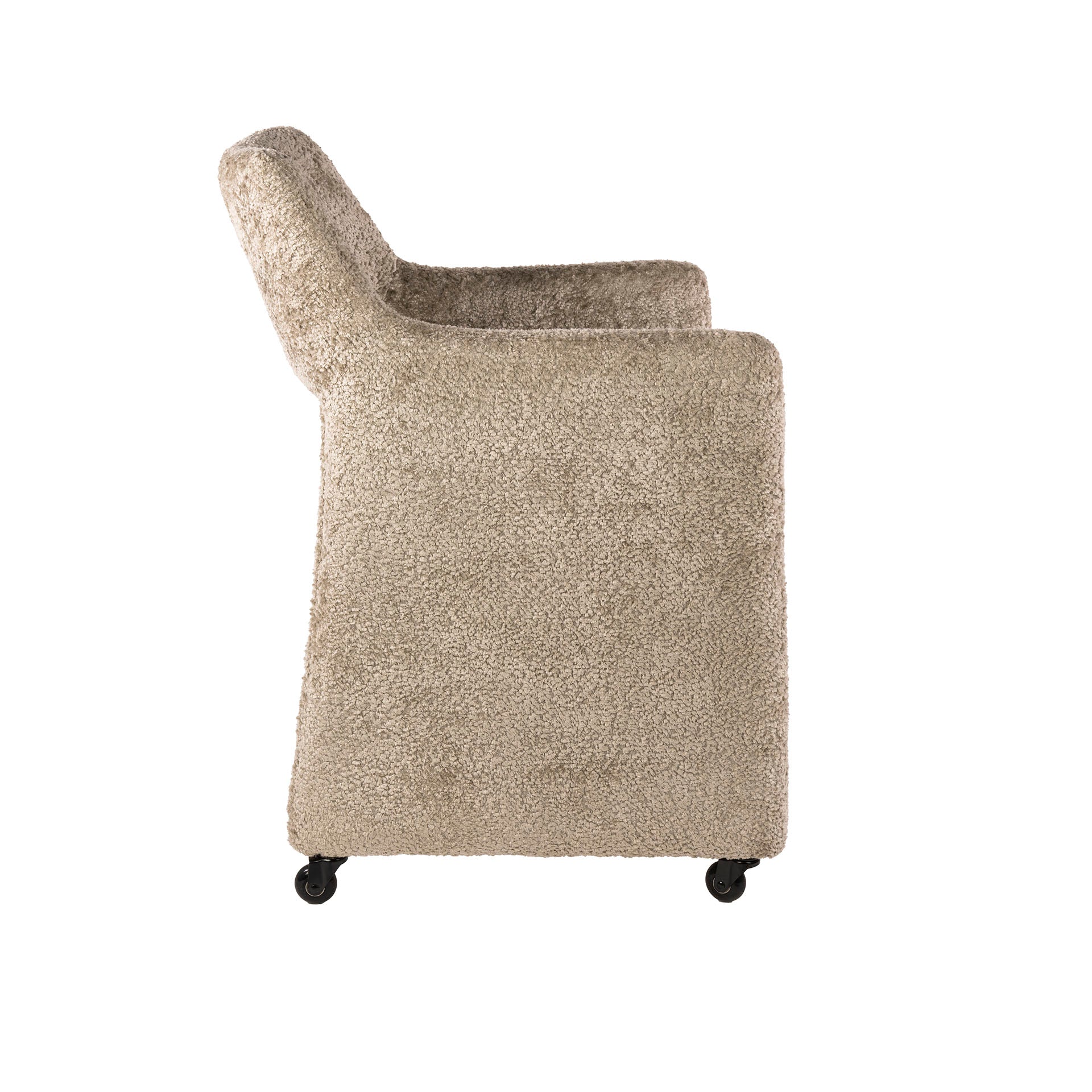 Eetkamerstoel Dorelle - Beige - Savelle Stof - Met Wieltjes