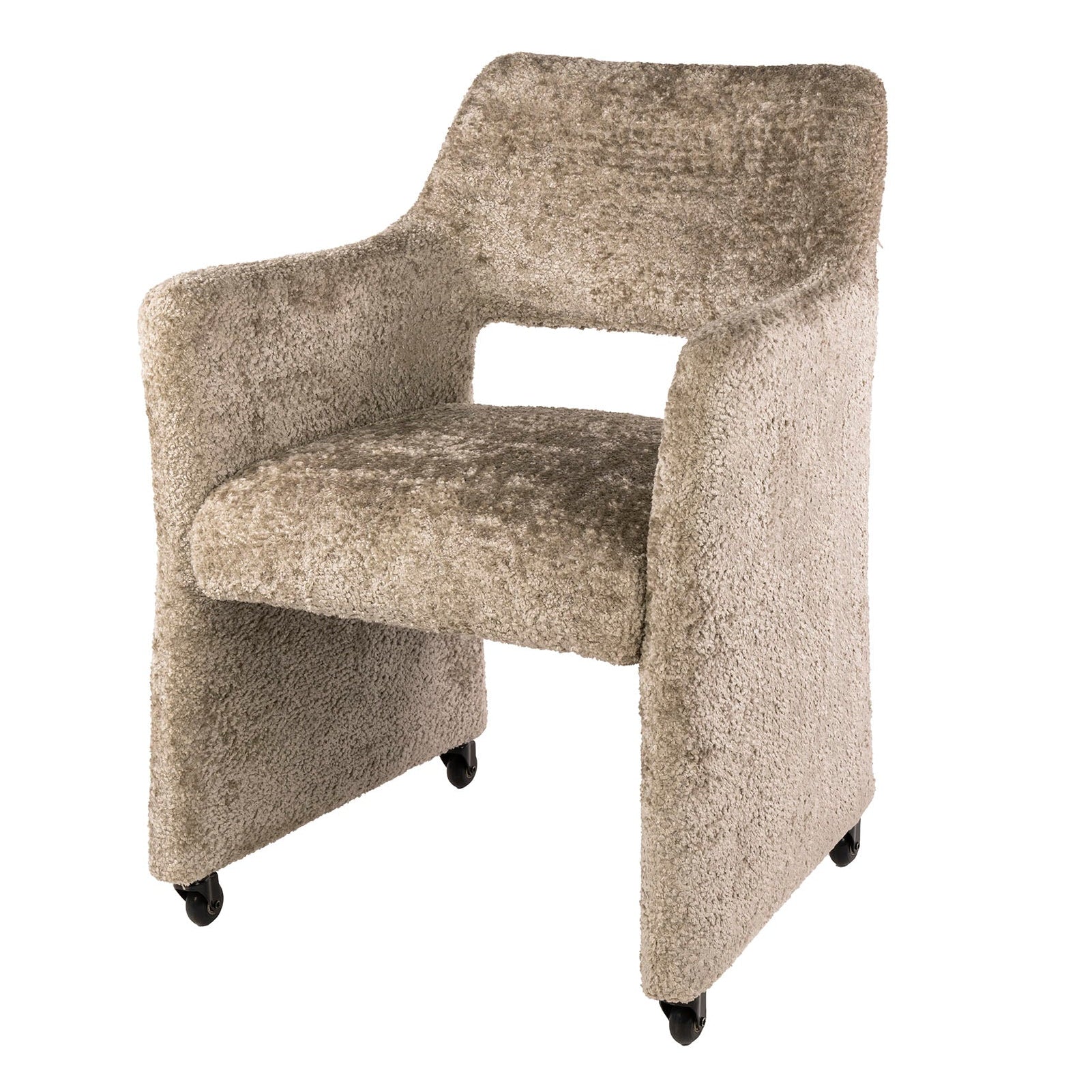 Eetkamerstoel Dorelle - Beige - Savelle Stof - Met Wieltjes