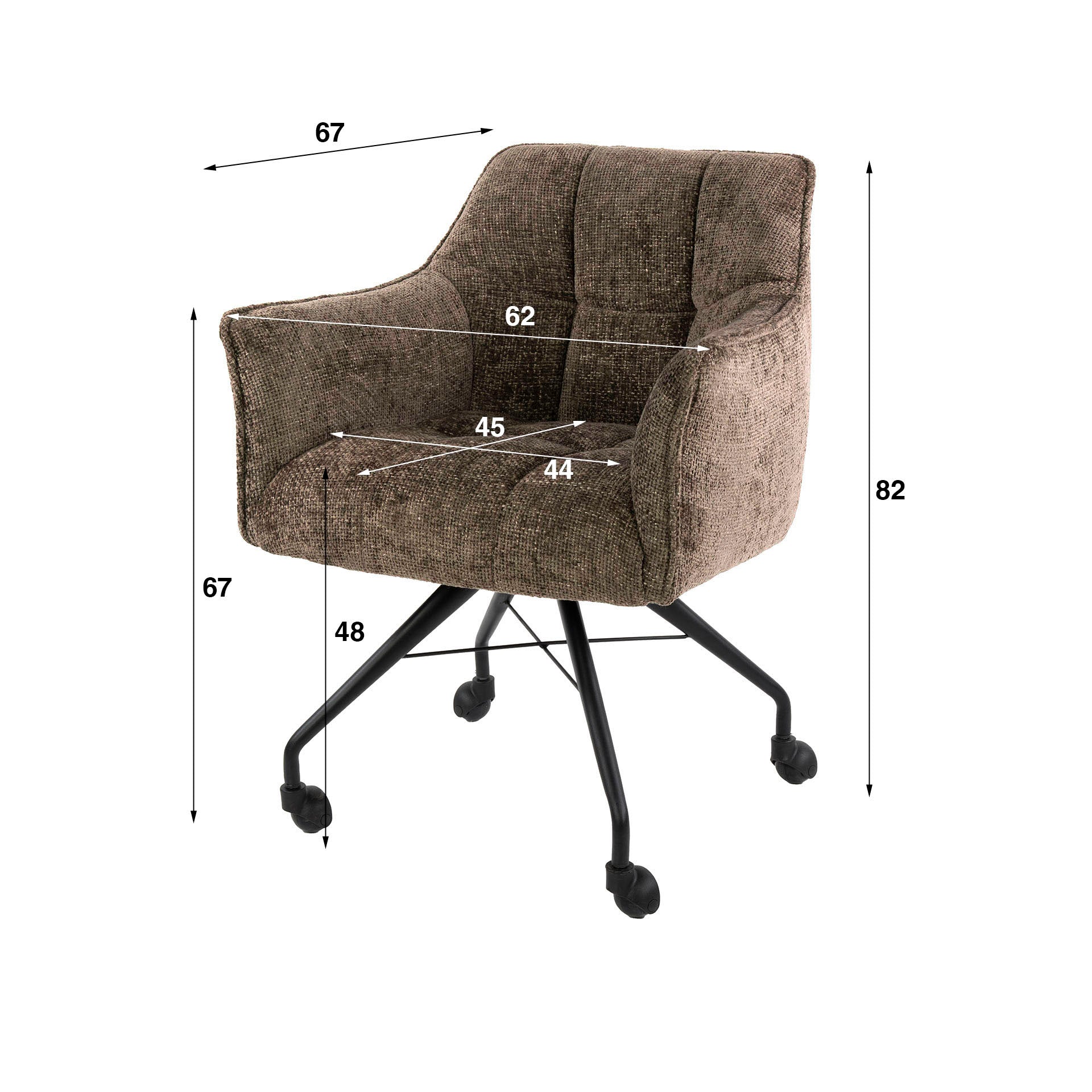 Eetkamerstoel Vantage - Taupe - Renegade Stof - Met Wieltjes