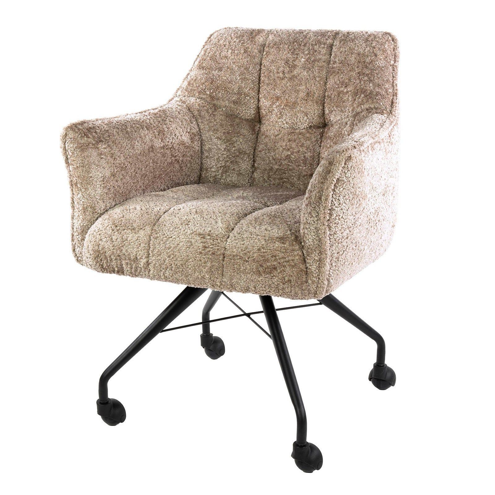 Eetkamerstoel Vantage - Beige - Savelle Stof - Met Wieltjes