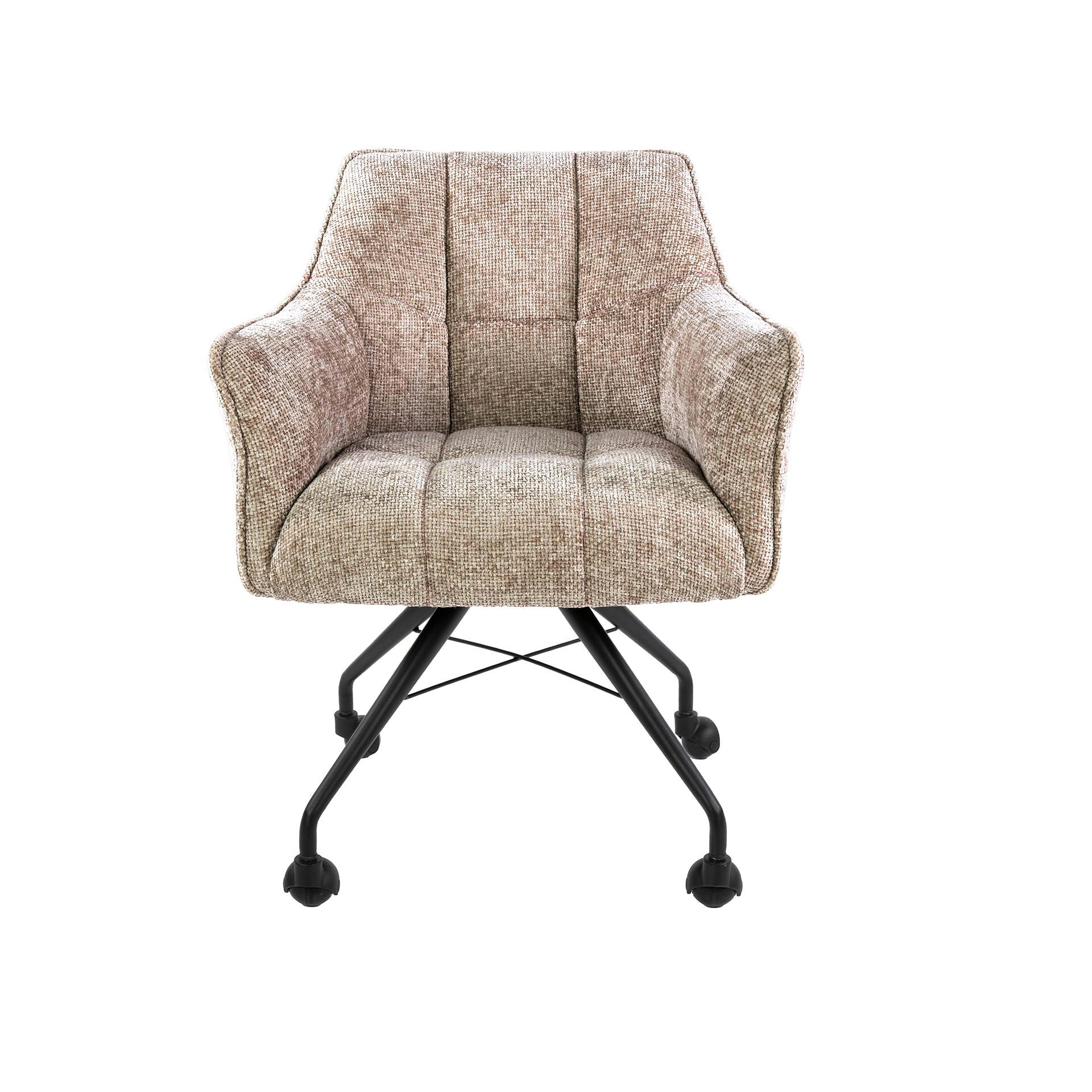 Eetkamerstoel Vantage - Beige - Renegade Stof - Met Wieltjes