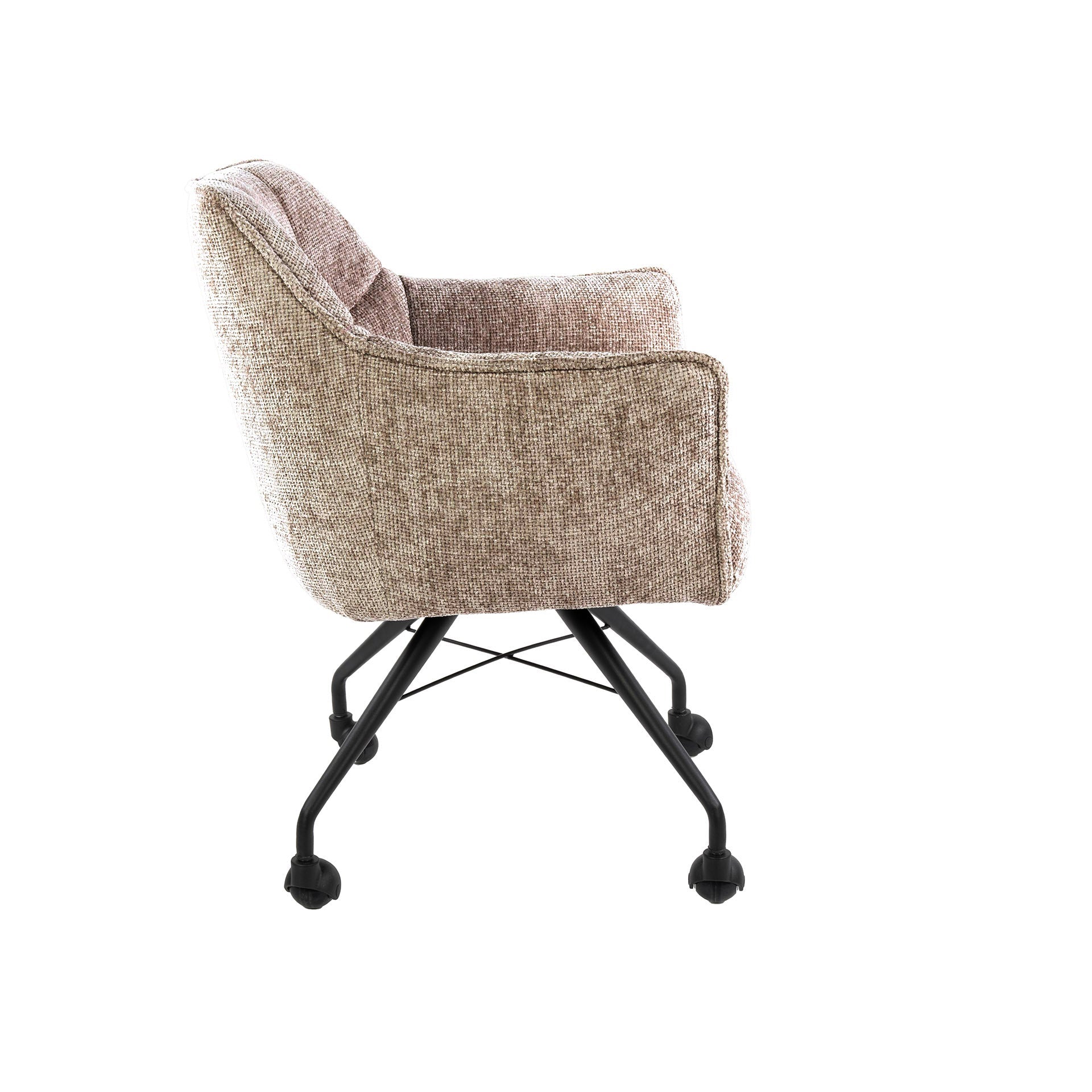 Eetkamerstoel Vantage - Beige - Renegade Stof - Met Wieltjes