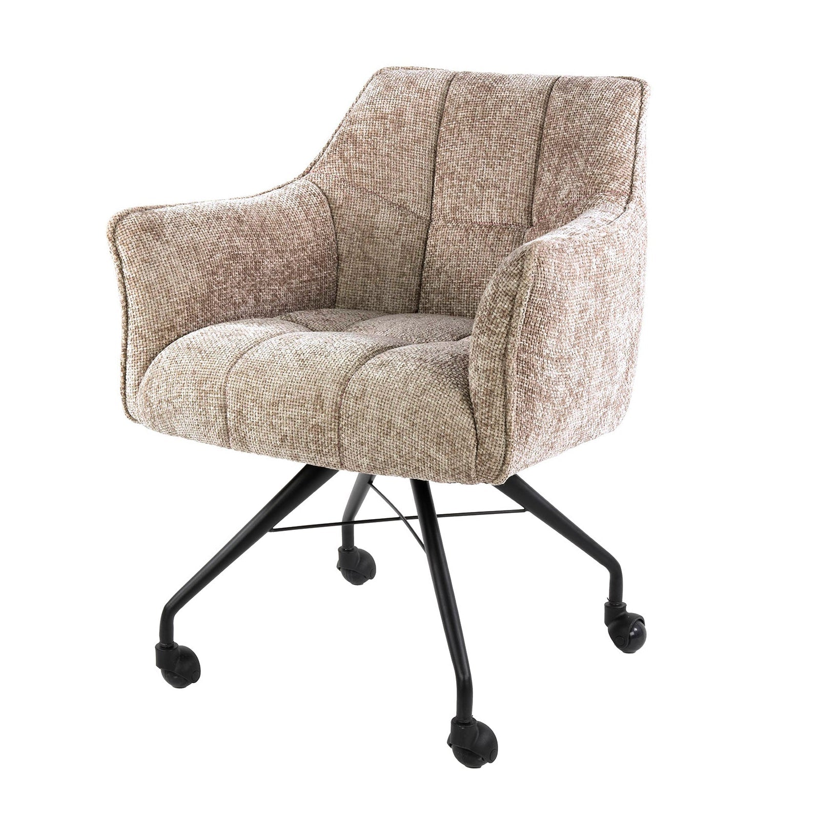 Eetkamerstoel Vantage - Beige - Renegade Stof - Met Wieltjes