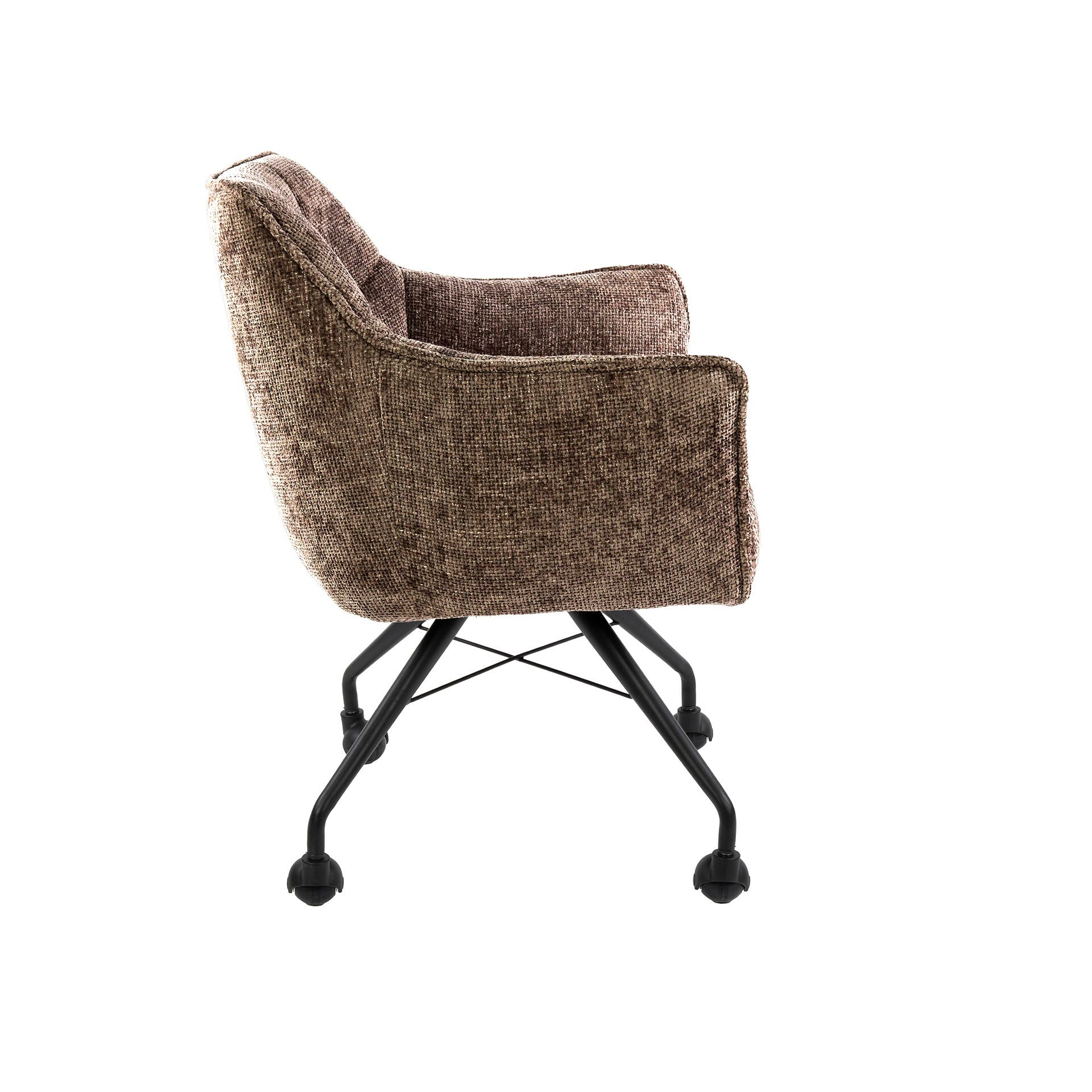 Eetkamerstoel Vantage - Champagne - Renegade Stof - Met Wieltjes