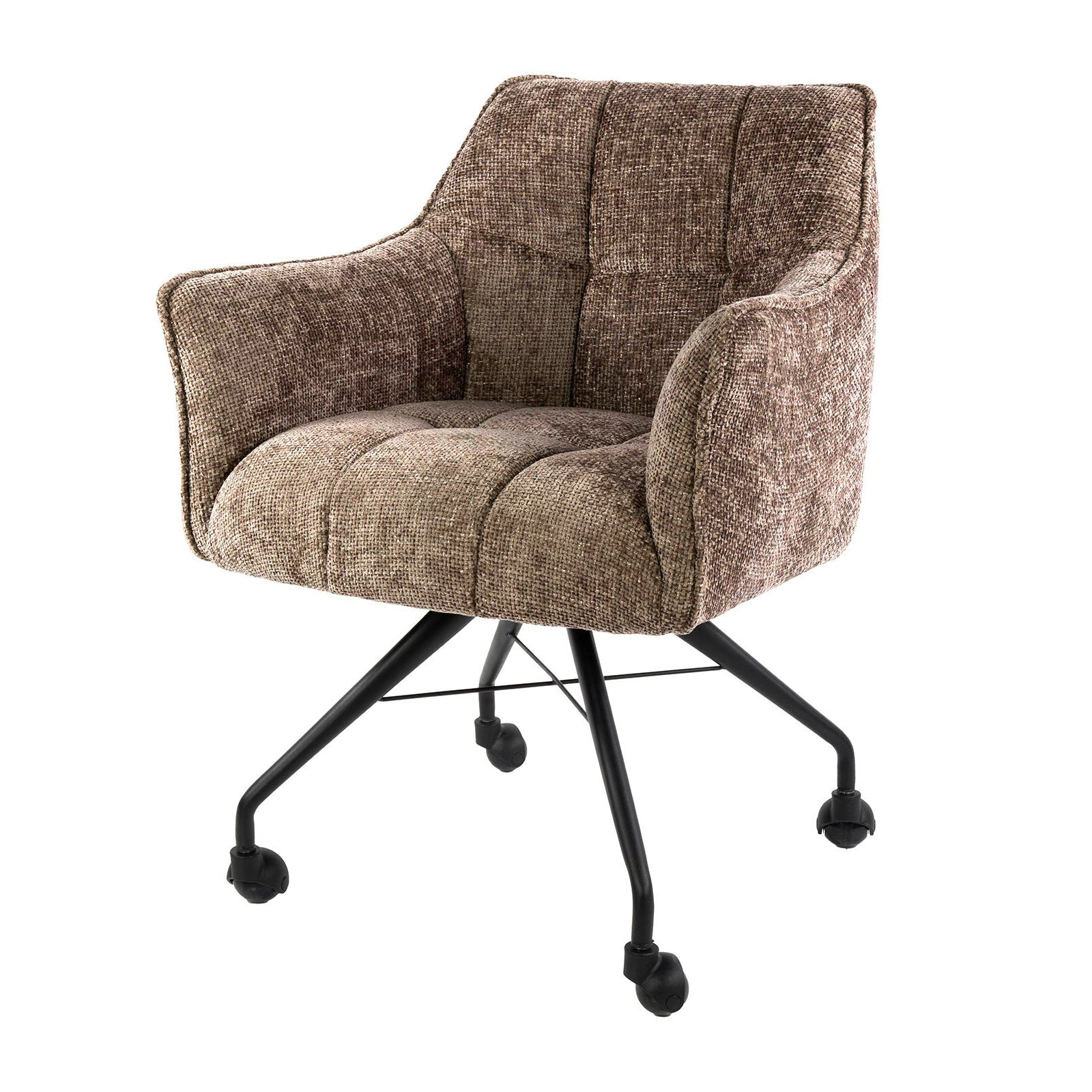 Eetkamerstoel Vantage - Champagne - Renegade Stof - Met Wieltjes