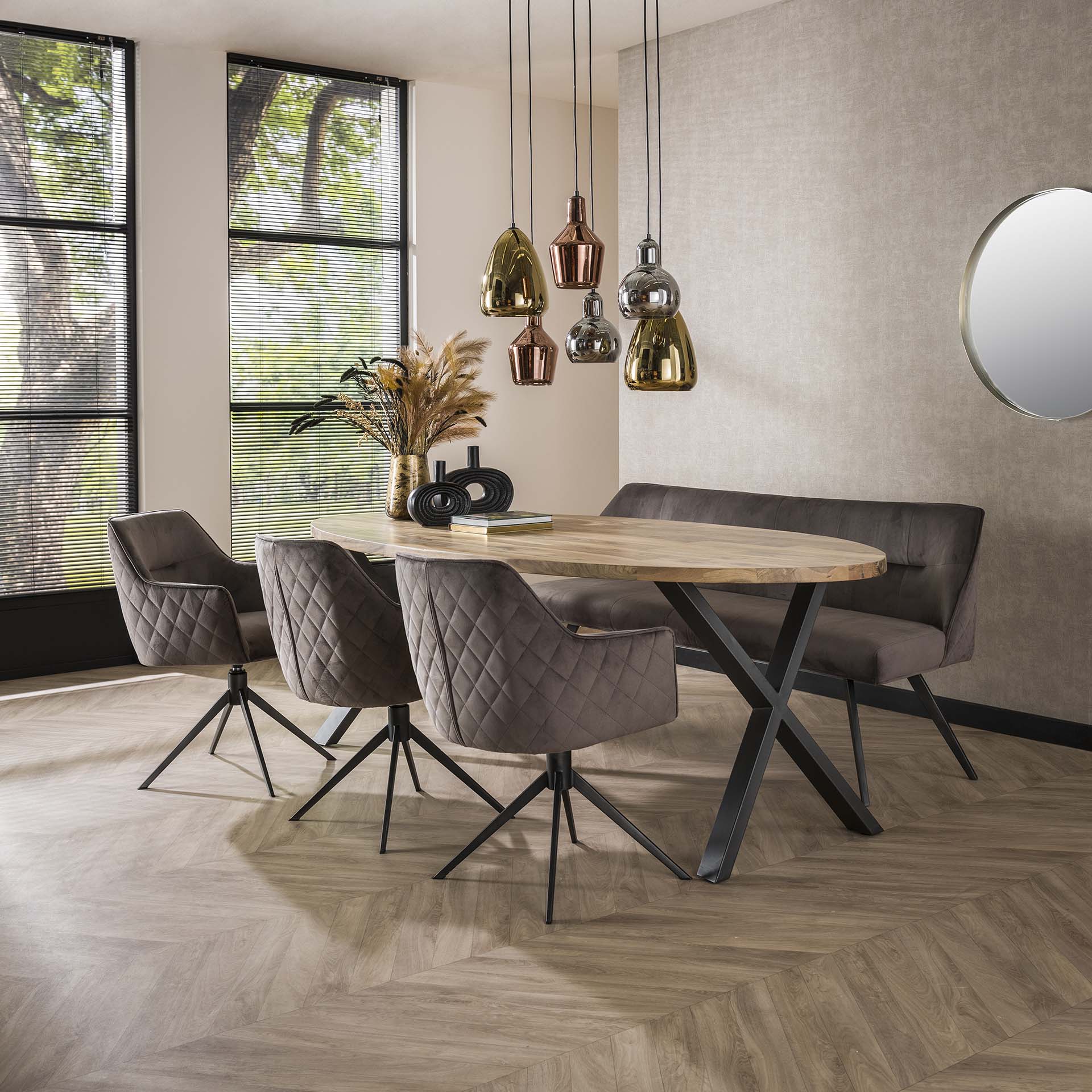 Eetkamerstoel Pure - Antraciet - Fluweel - Draaibaar