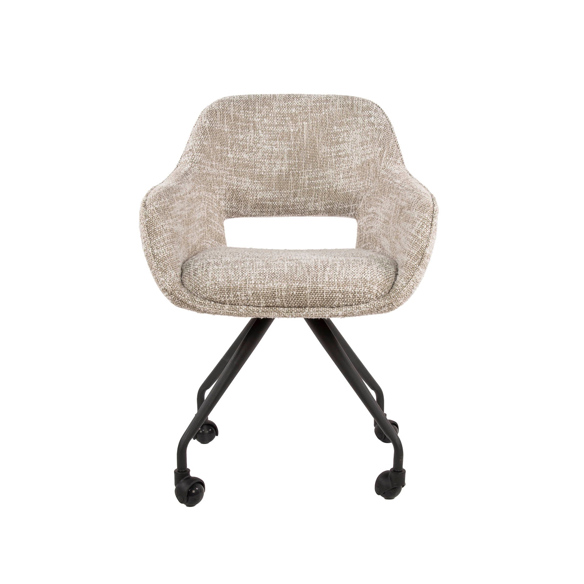 Eetkamerstoel Aurelia - Beige - Renegade Stof - Met Wieltjes