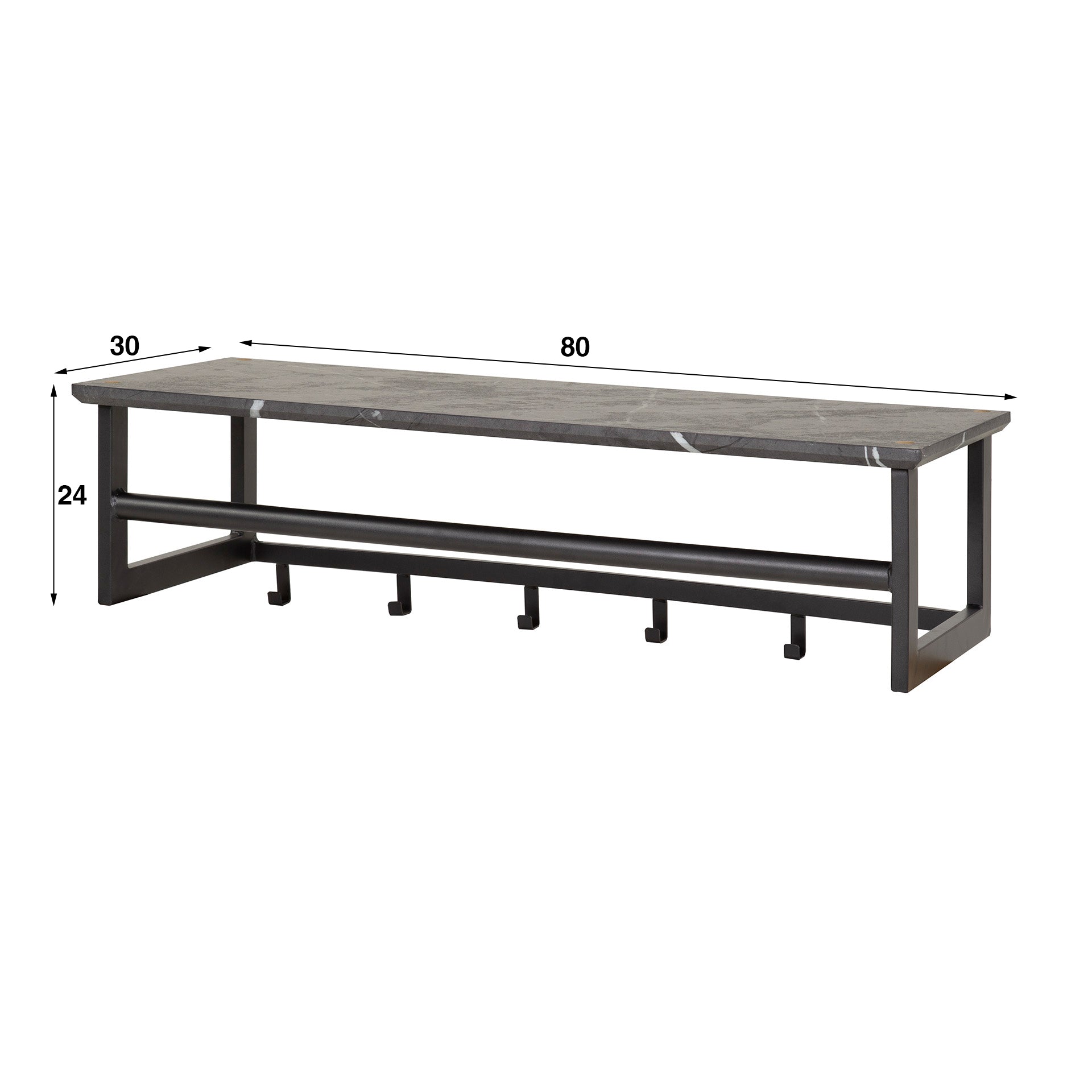 Kapstok Sandy - Keramiek Look - 6 haken - 80 cm