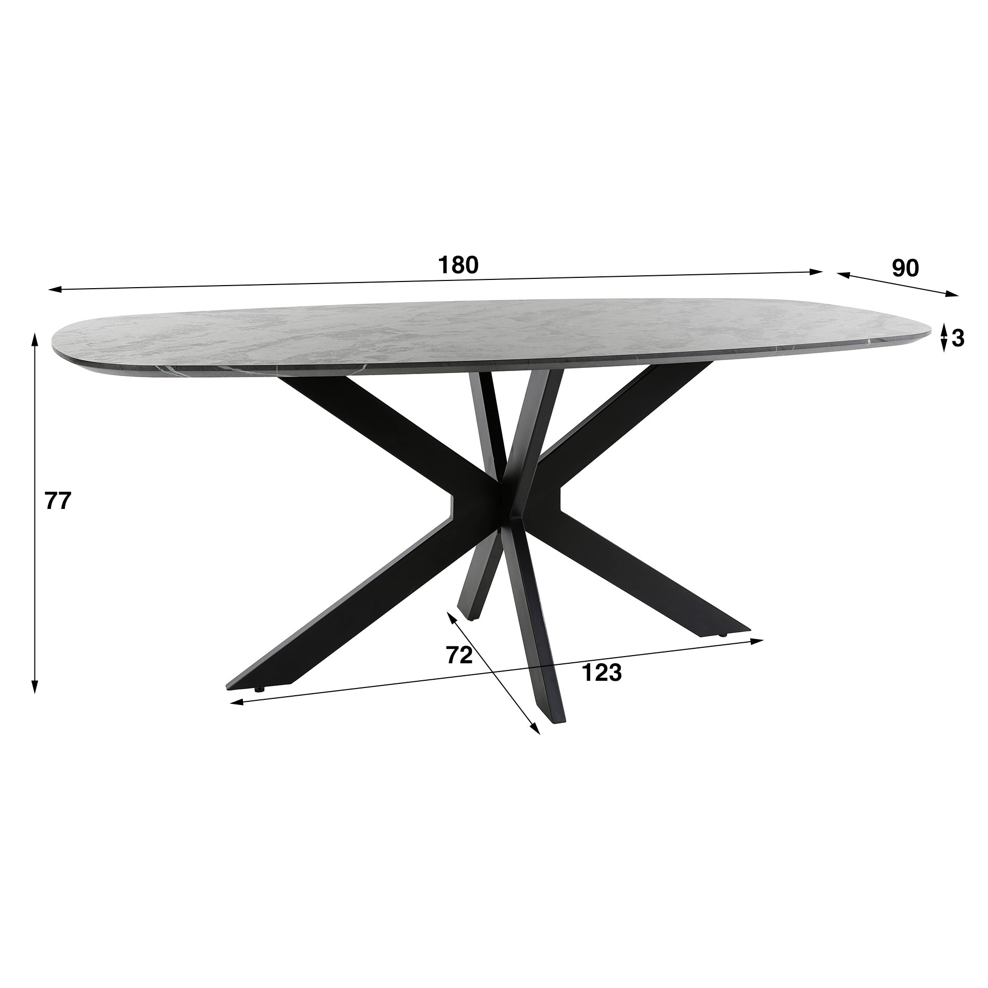 Eettafel Livia - Ovaal - Melamine - 180 cm