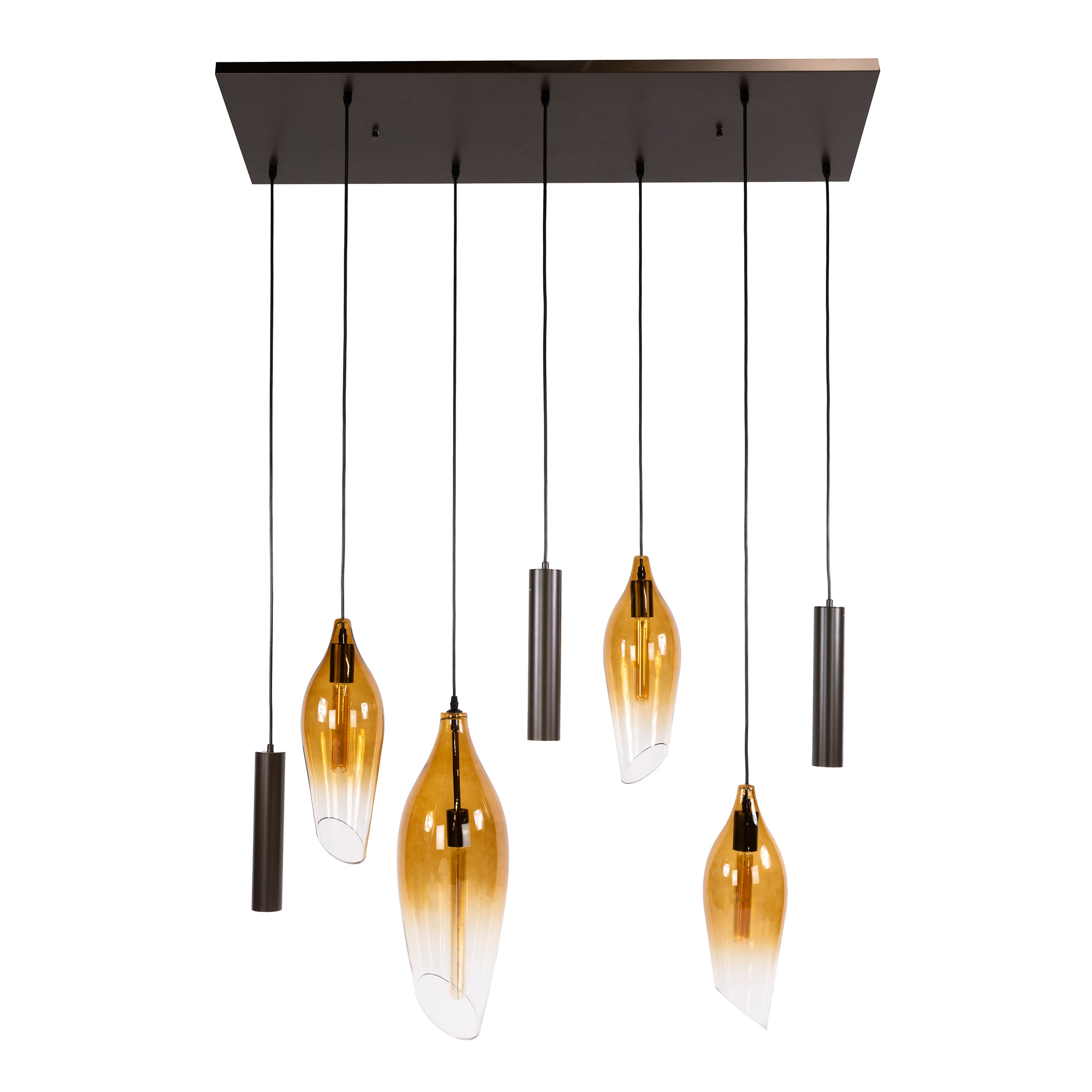 Hanglamp Alune - 7-lichts - Goud - Glas - Met Spots
