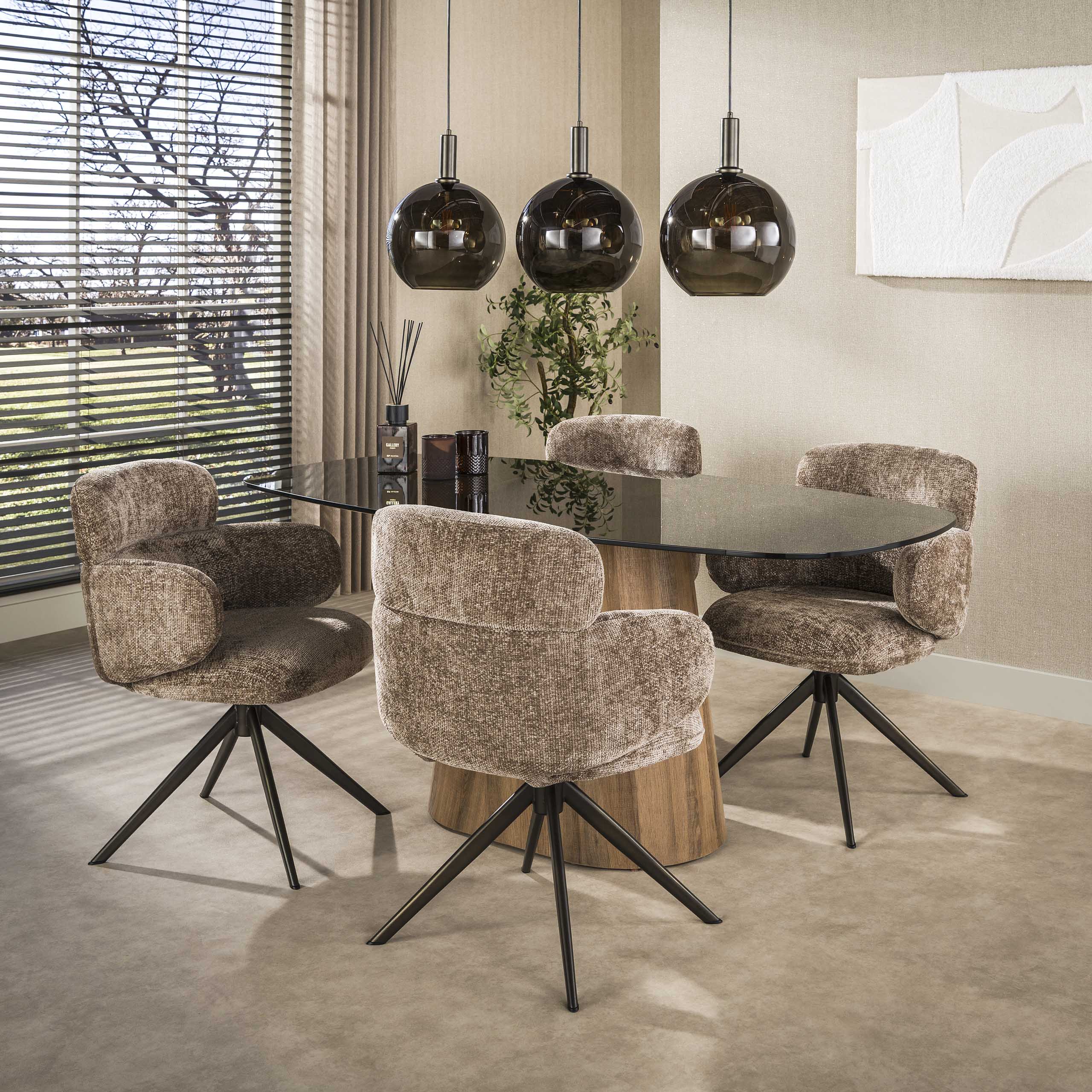 Hanglamp Sira - 3-lichts - Brons - Glazen Bollen