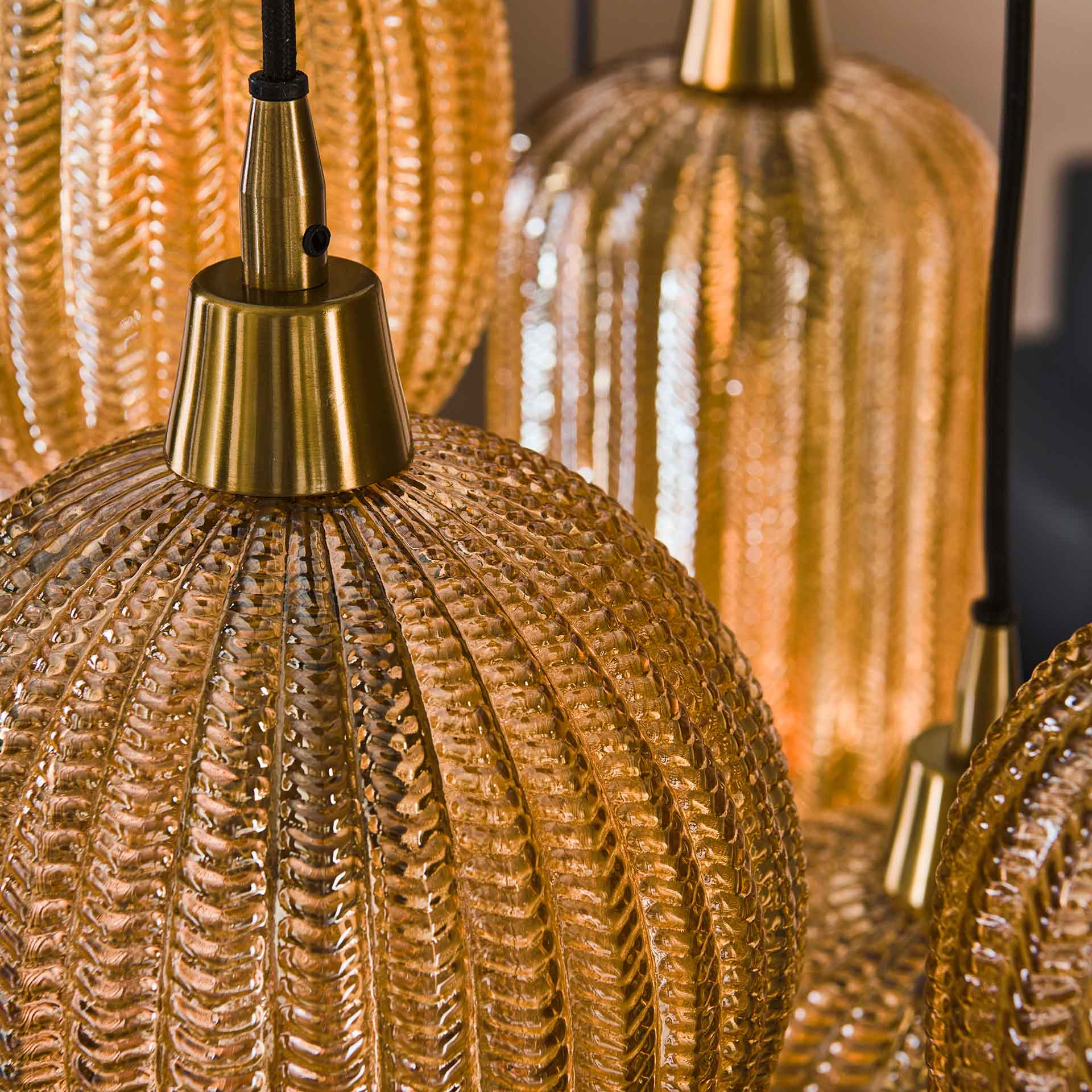 Hanglamp Elio - 7-lichts - Amberkleurig - Glas