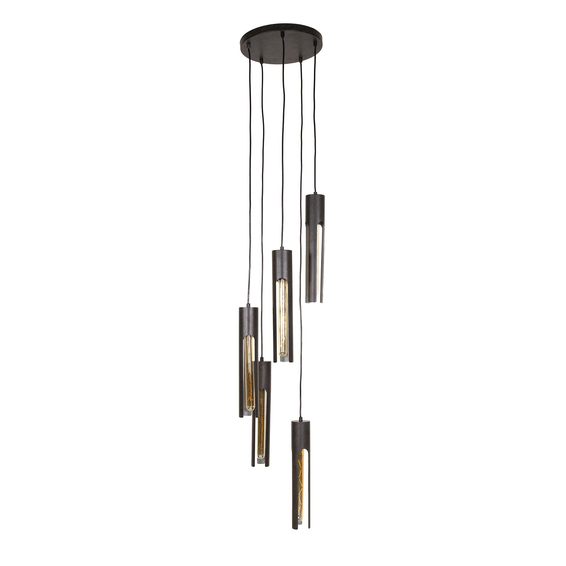 Hanglamp Lumen - 5-lichts - Zwart - Metaal