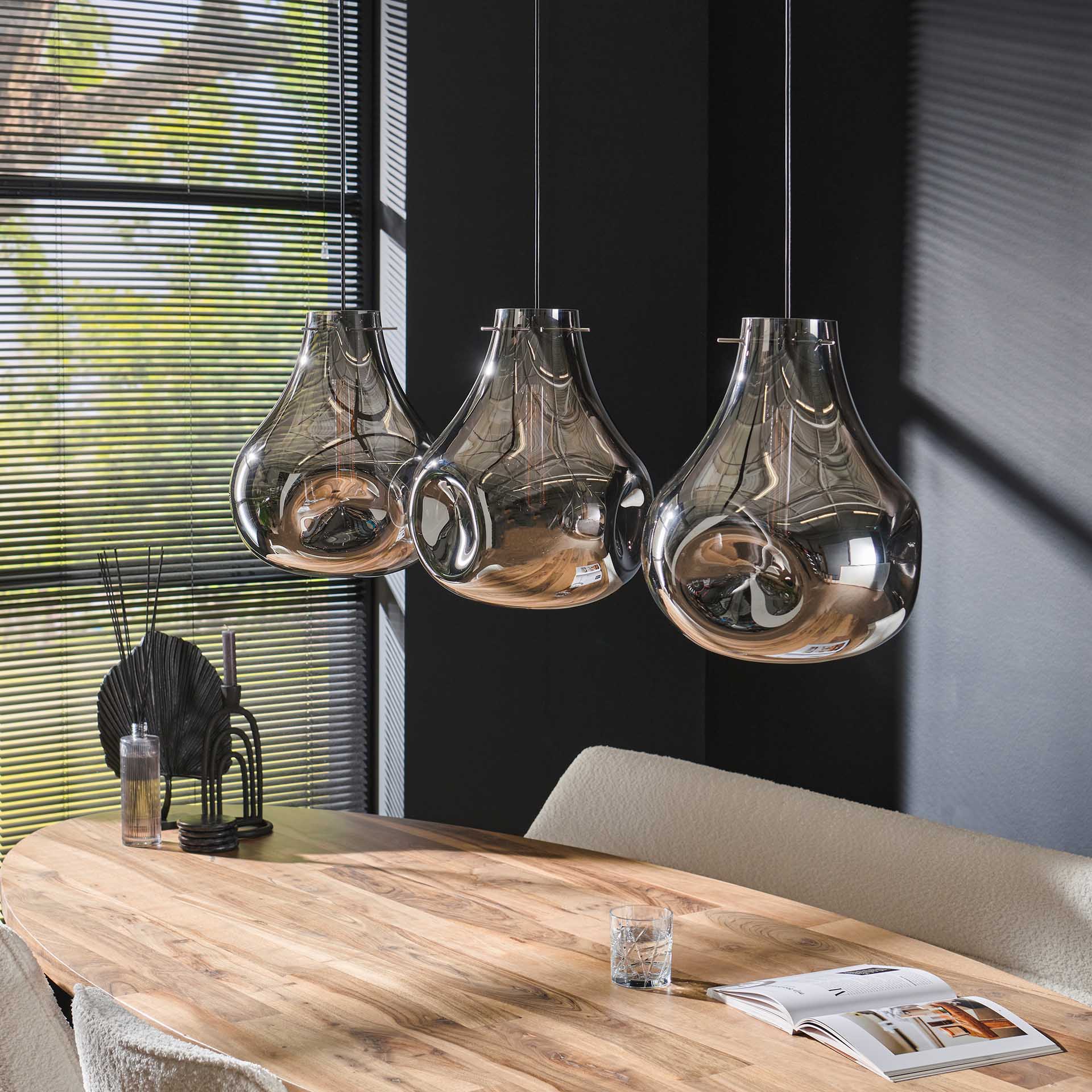 Hanglamp Ainsley - 3-lichts - Chroom - Glas