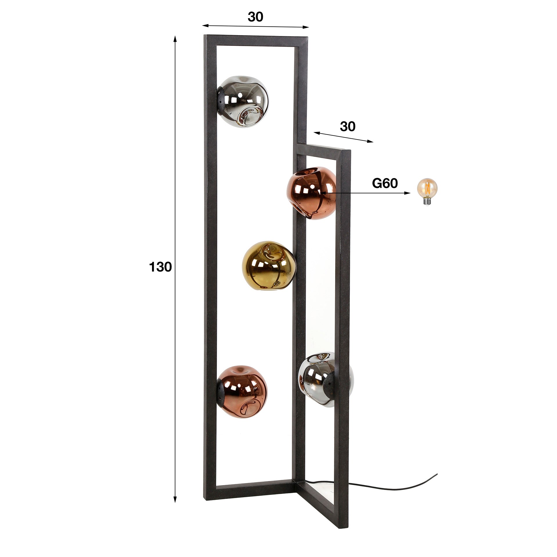 Vloerlamp Arlo - Amber Mix - Metaal