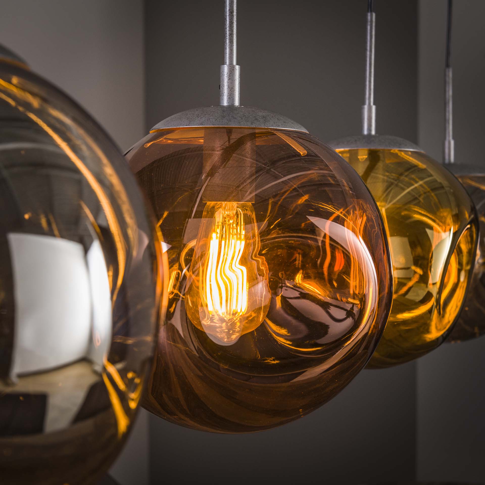 Hanglamp Celora - 4-lichts - Amber Mix - Glas