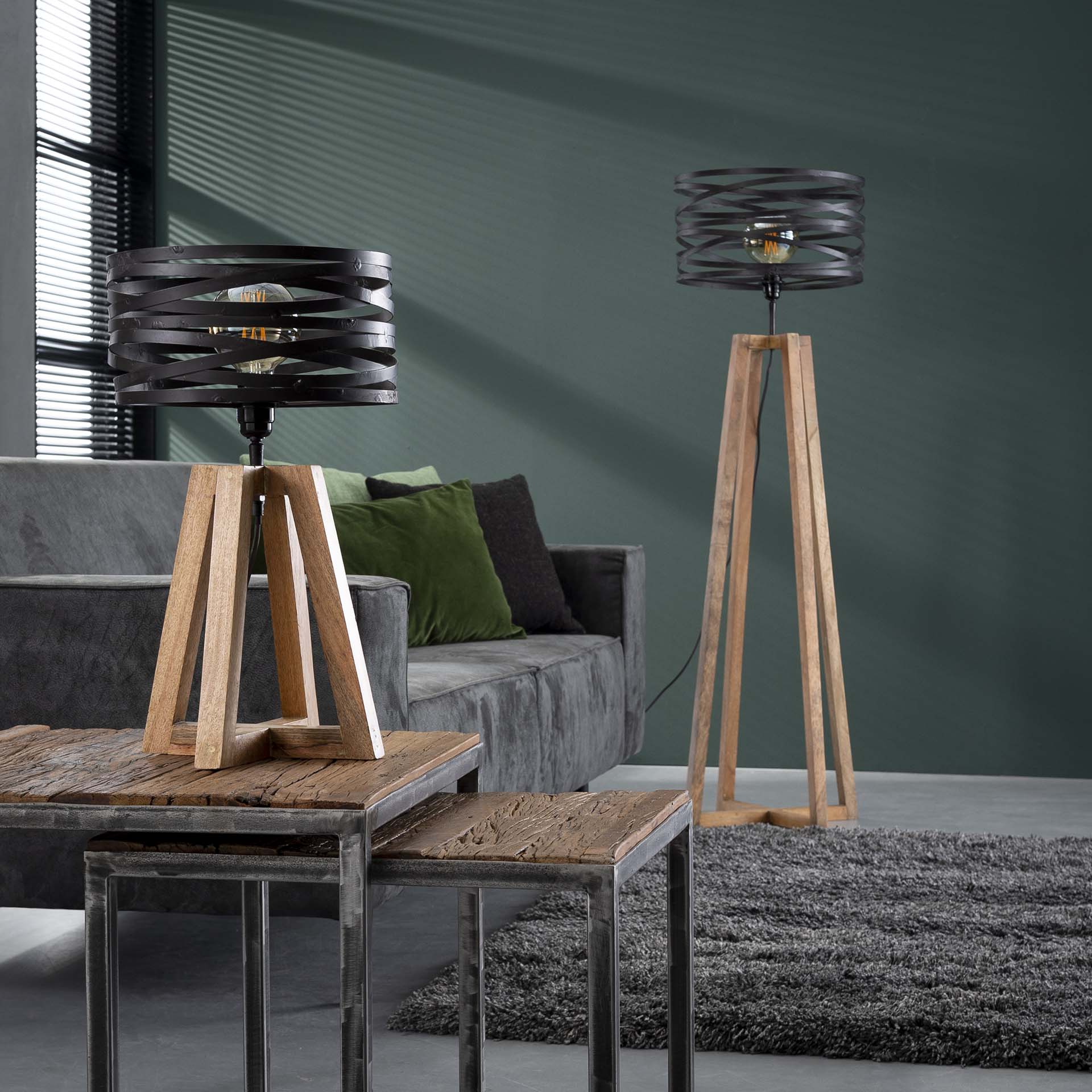 Vloerlamp Juno - Antraciet - Hout