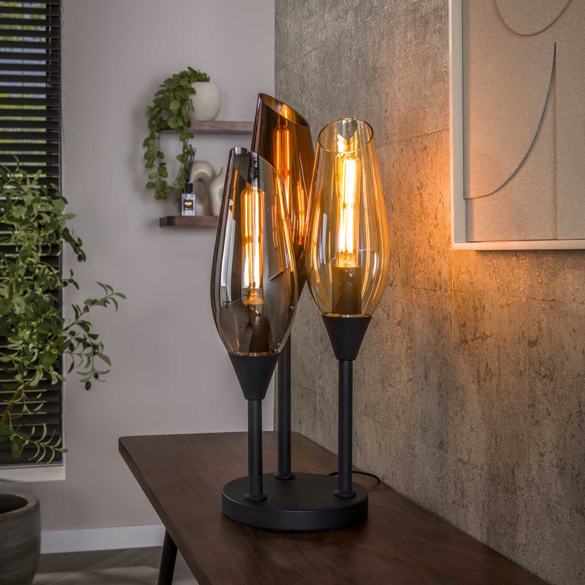 Tafellamp Alune - 3-lichts - Mix - Glas