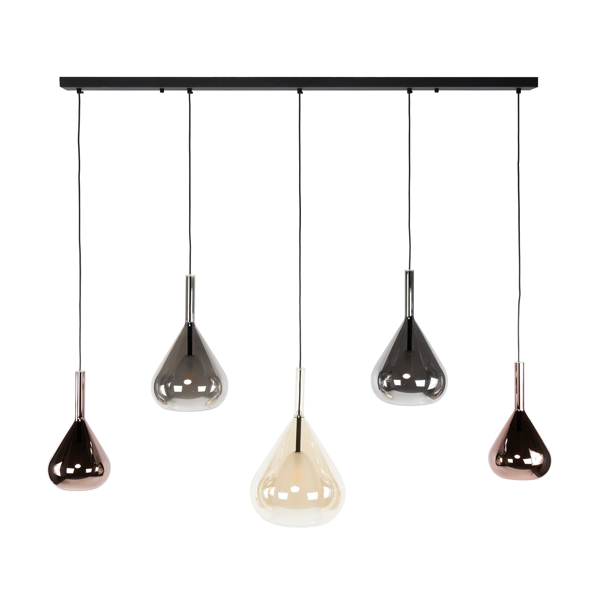 Hanglamp Raindrop - 5-lichts - Amber Mix - Glas