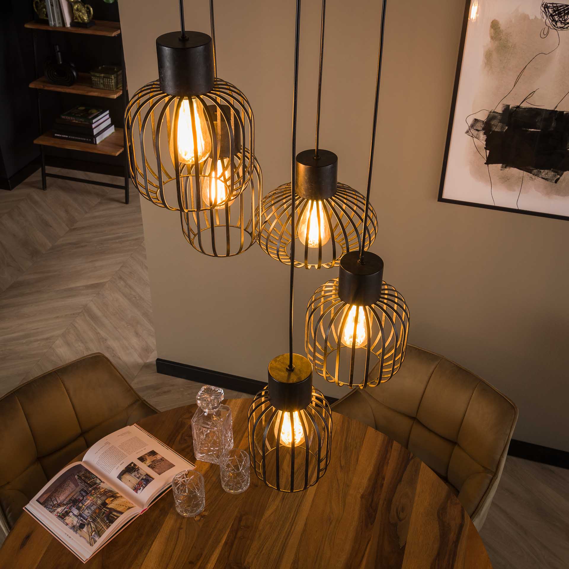 Hanglamp Zara - 5-lichts - Antraciet - Metaal