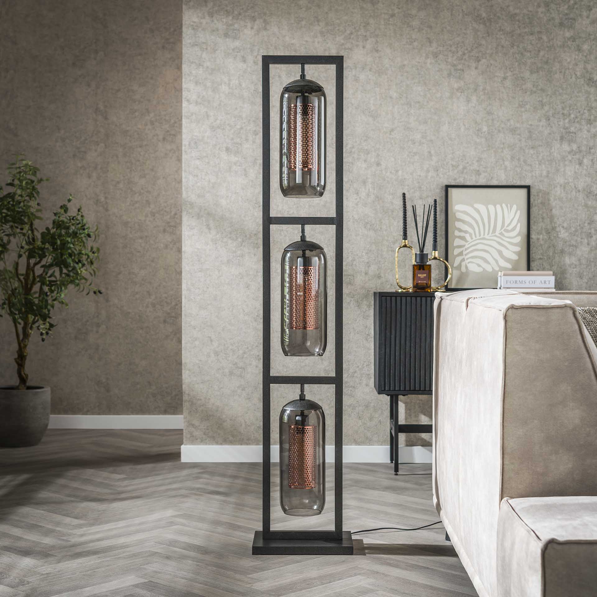 Vloerlamp Glade - 3-lichts - Zwart - Metaal