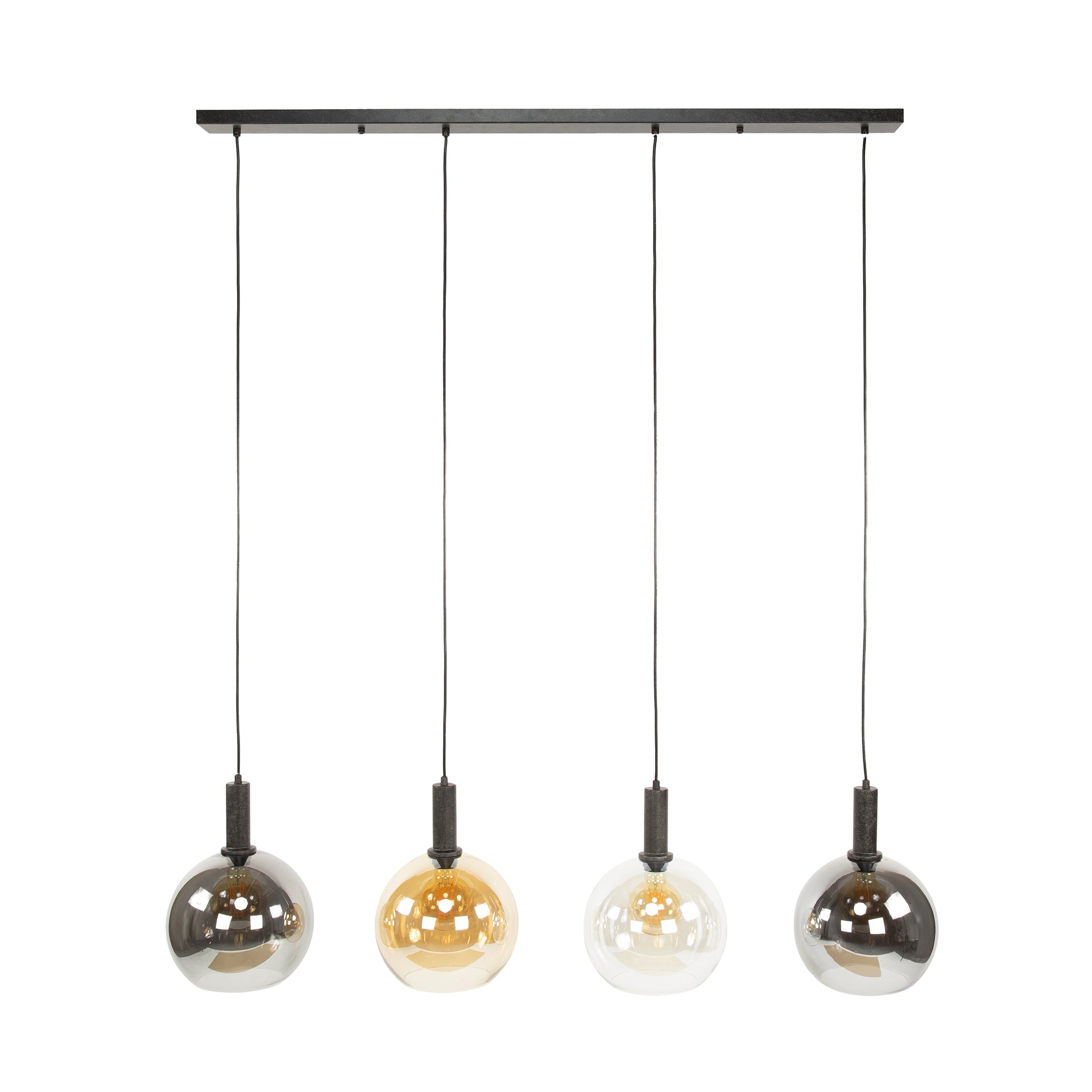 Hanglamp Auren - 4-lichts - Amber Mix - Glazen Bollen