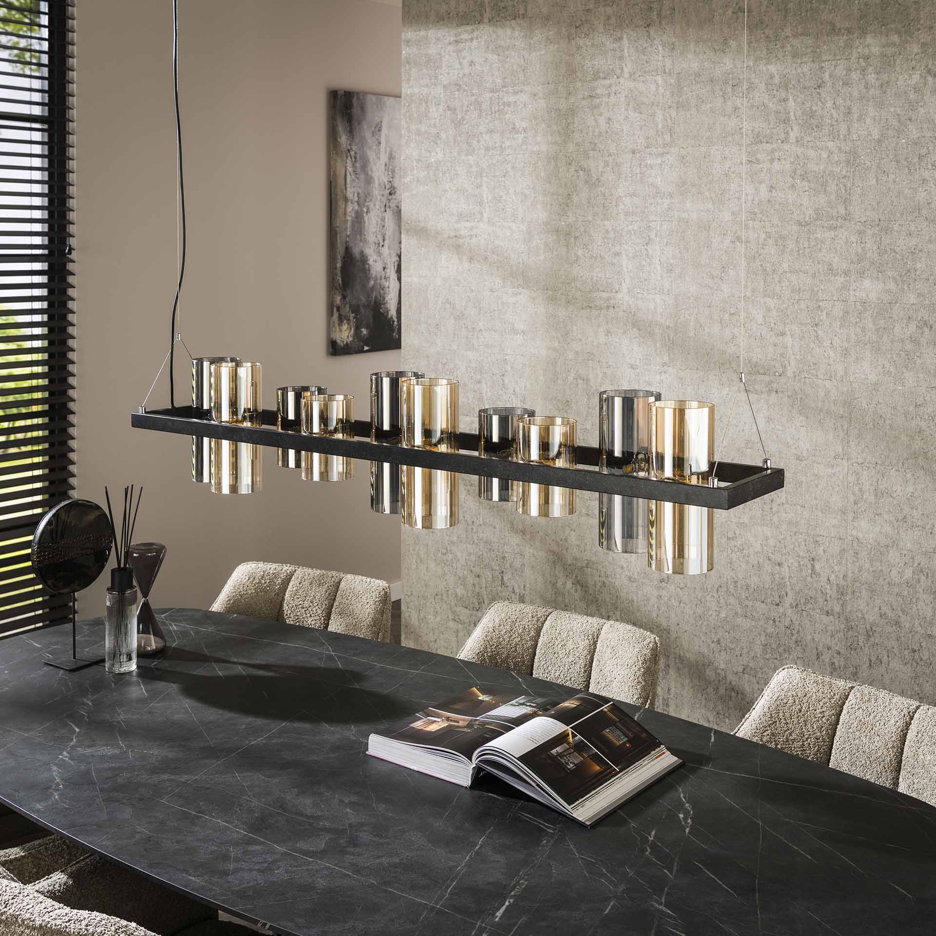 Hanglamp Silhouette - 10-lichts - Amber Mix - Glas